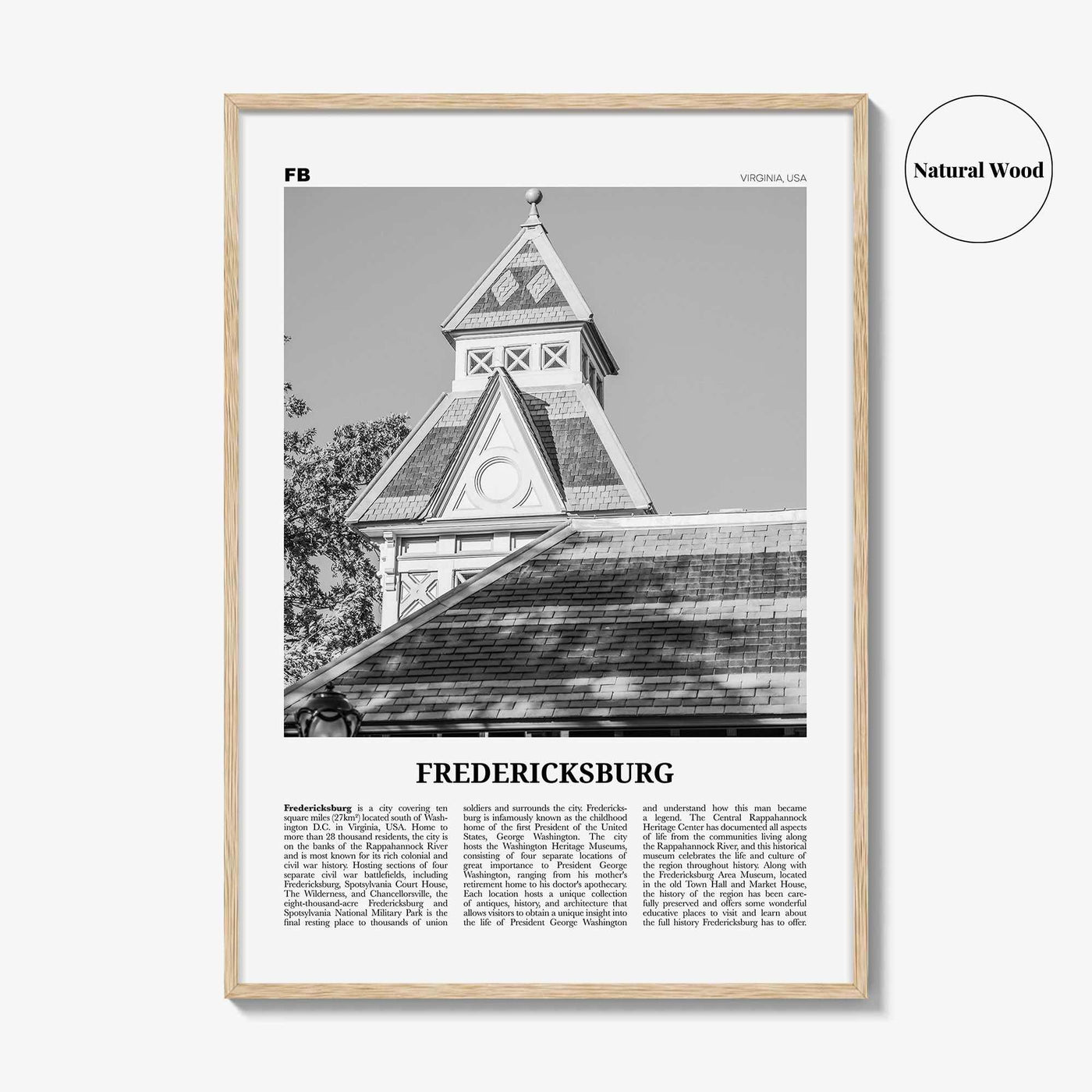 Fredericksburg Print Black and White, Fredericksburg Wall Art, Fredericksburg Poster, Fredericksburg Photo, Fredericksburg Map