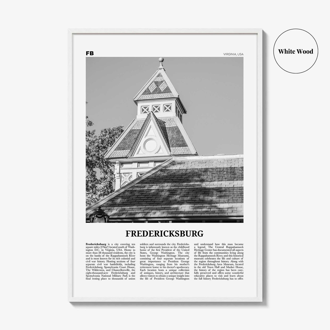 Fredericksburg Print Black and White, Fredericksburg Wall Art, Fredericksburg Poster, Fredericksburg Photo, Fredericksburg Map