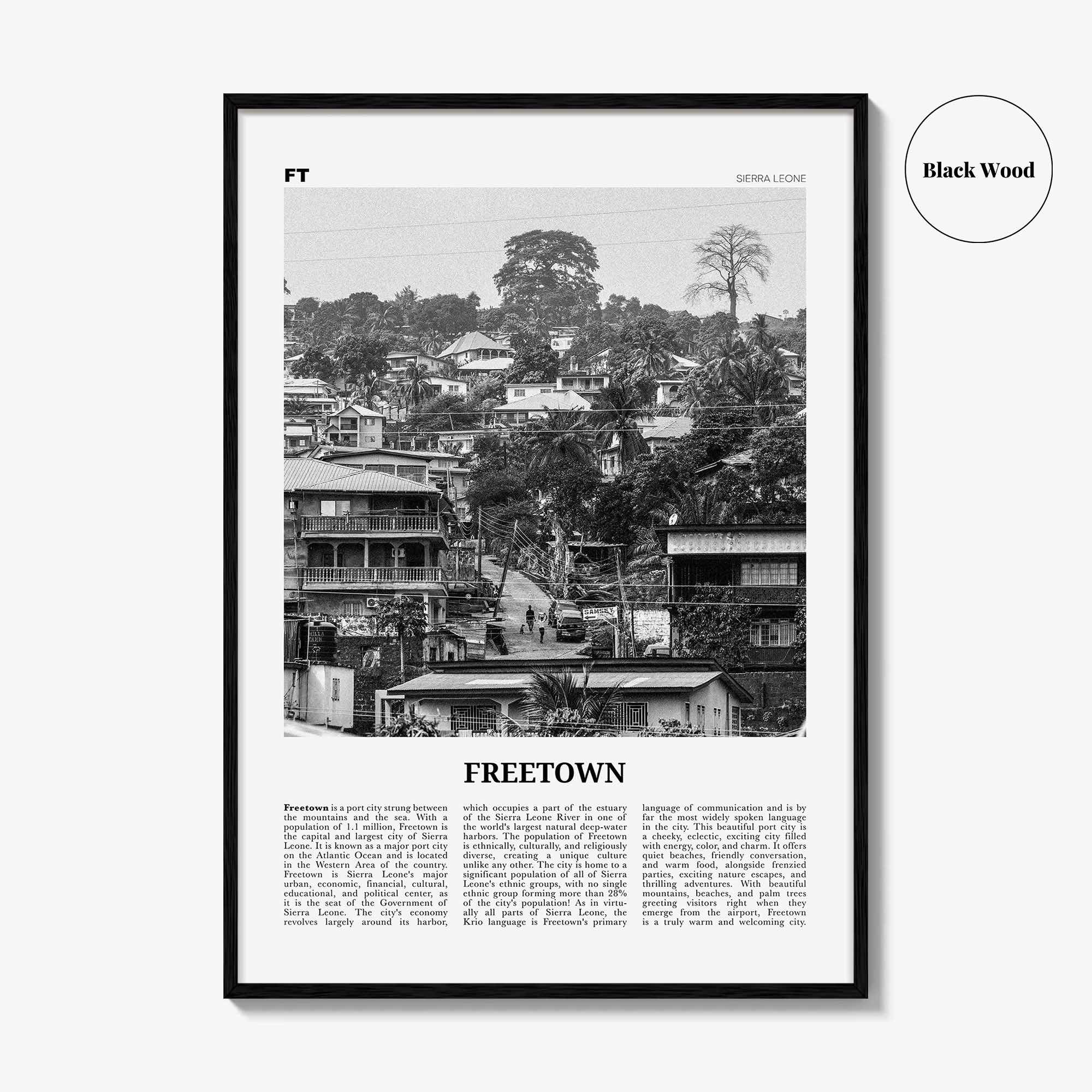 Freetown Print Black and White, Freetown Wall Art, Freetown Poster, Freetown Photo, Freetown Wall Decor, City Print, Sierra Leone, Africa
