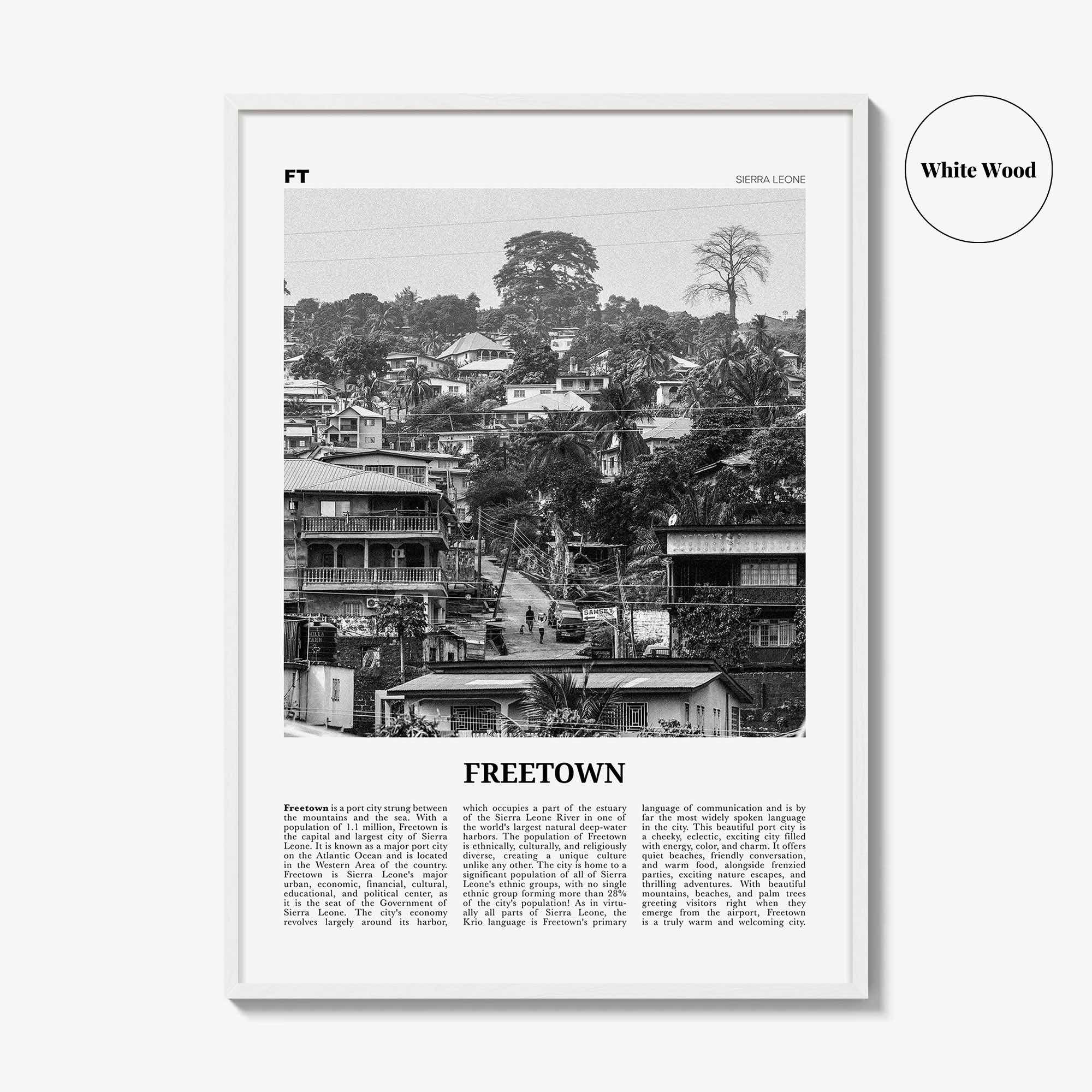 Freetown Print Black and White, Freetown Wall Art, Freetown Poster, Freetown Photo, Freetown Wall Decor, City Print, Sierra Leone, Africa
