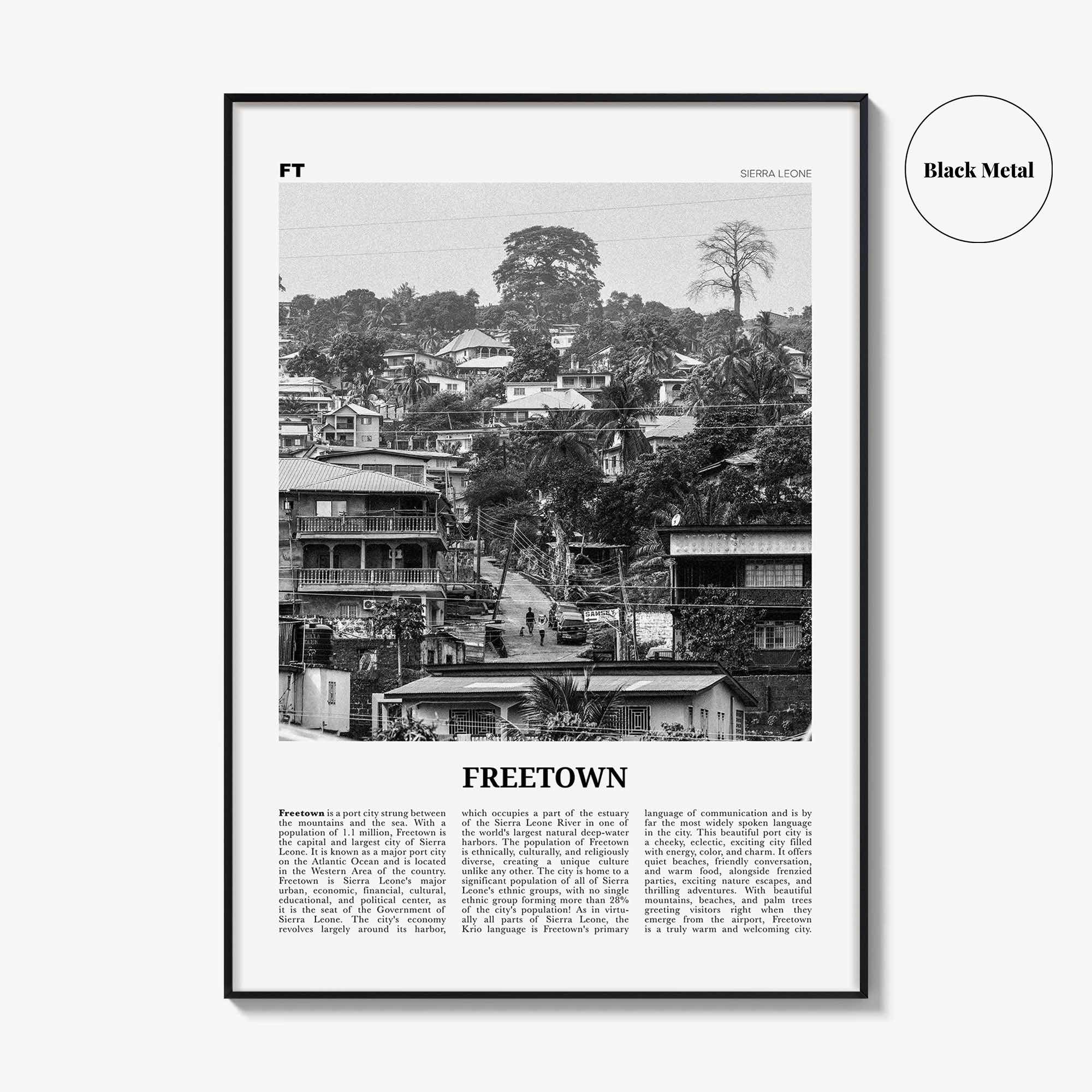 Freetown Print Black and White, Freetown Wall Art, Freetown Poster, Freetown Photo, Freetown Wall Decor, City Print, Sierra Leone, Africa