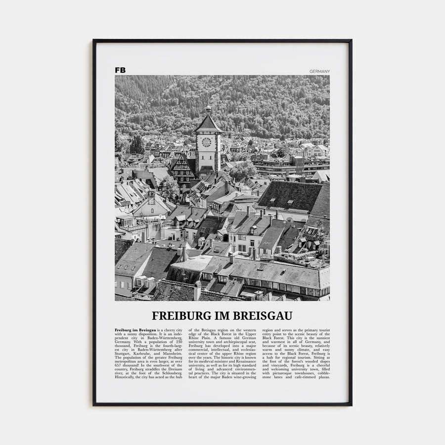 Freiburg im Breisgau Travel B&W Poster