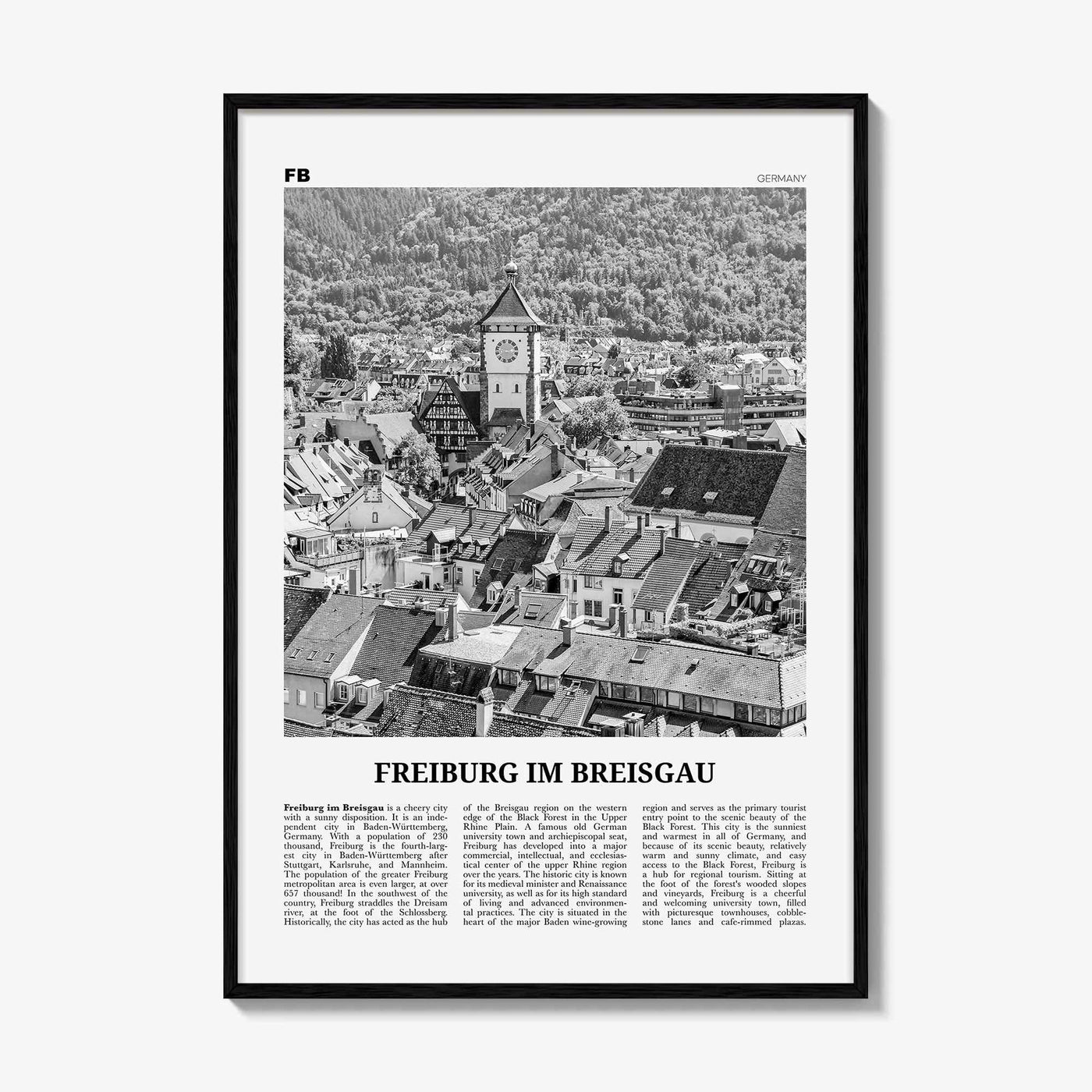 Freiburg im Breisgau Print Black and White, Freiburg Wall Art, Freiburg Poster, Freiburg Photo, Freiburg im Breisgau, Germany, Deutschland