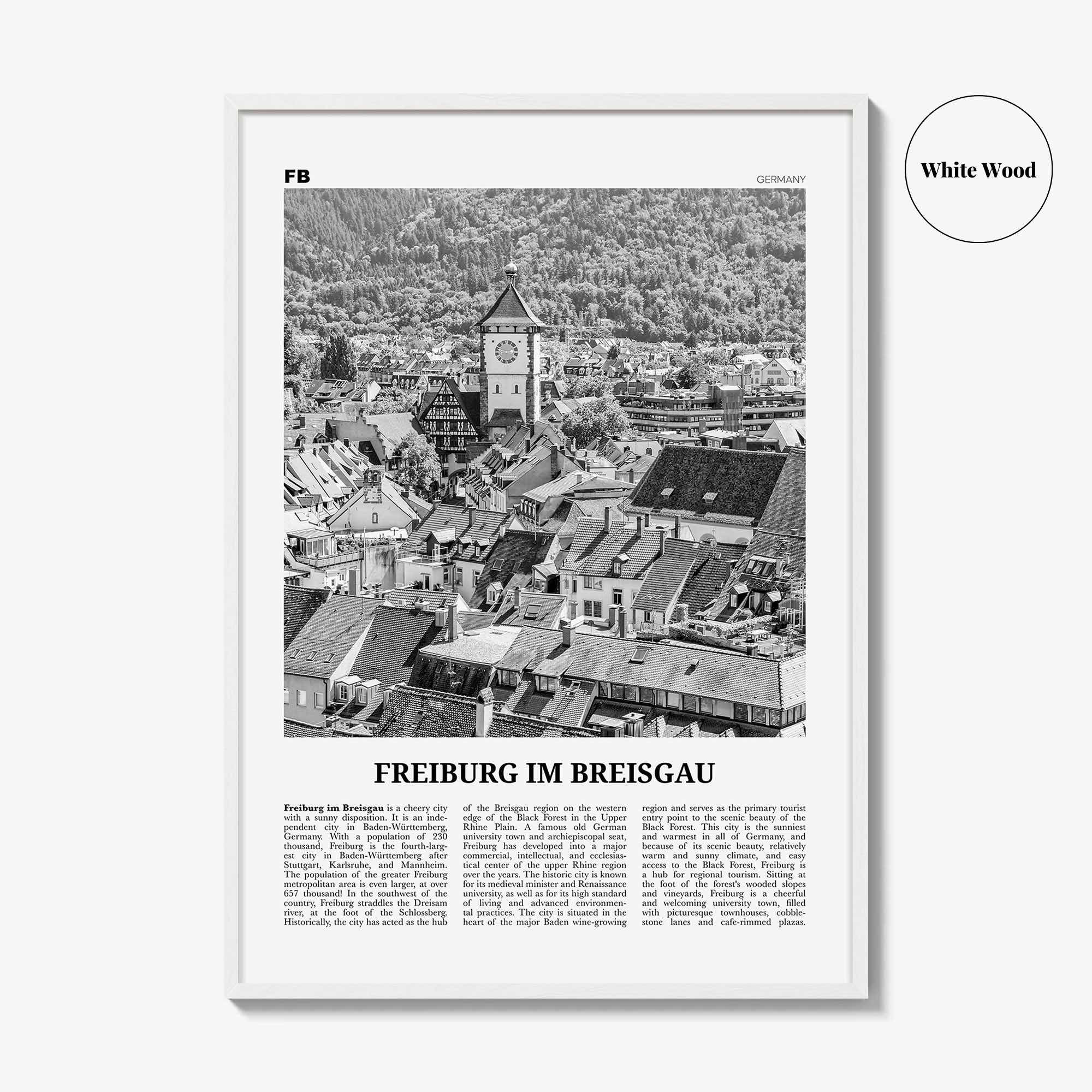 Freiburg im Breisgau Print Black and White, Freiburg Wall Art, Freiburg Poster, Freiburg Photo, Freiburg im Breisgau, Germany, Deutschland