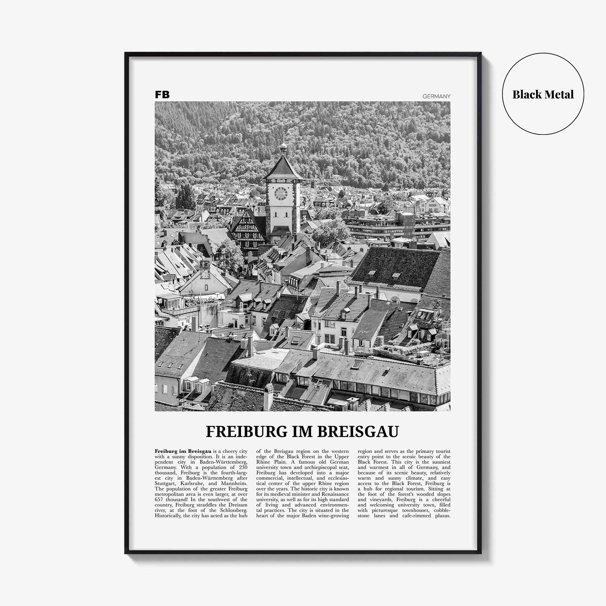 Freiburg im Breisgau Print Black and White, Freiburg Wall Art, Freiburg Poster, Freiburg Photo, Freiburg im Breisgau, Germany, Deutschland