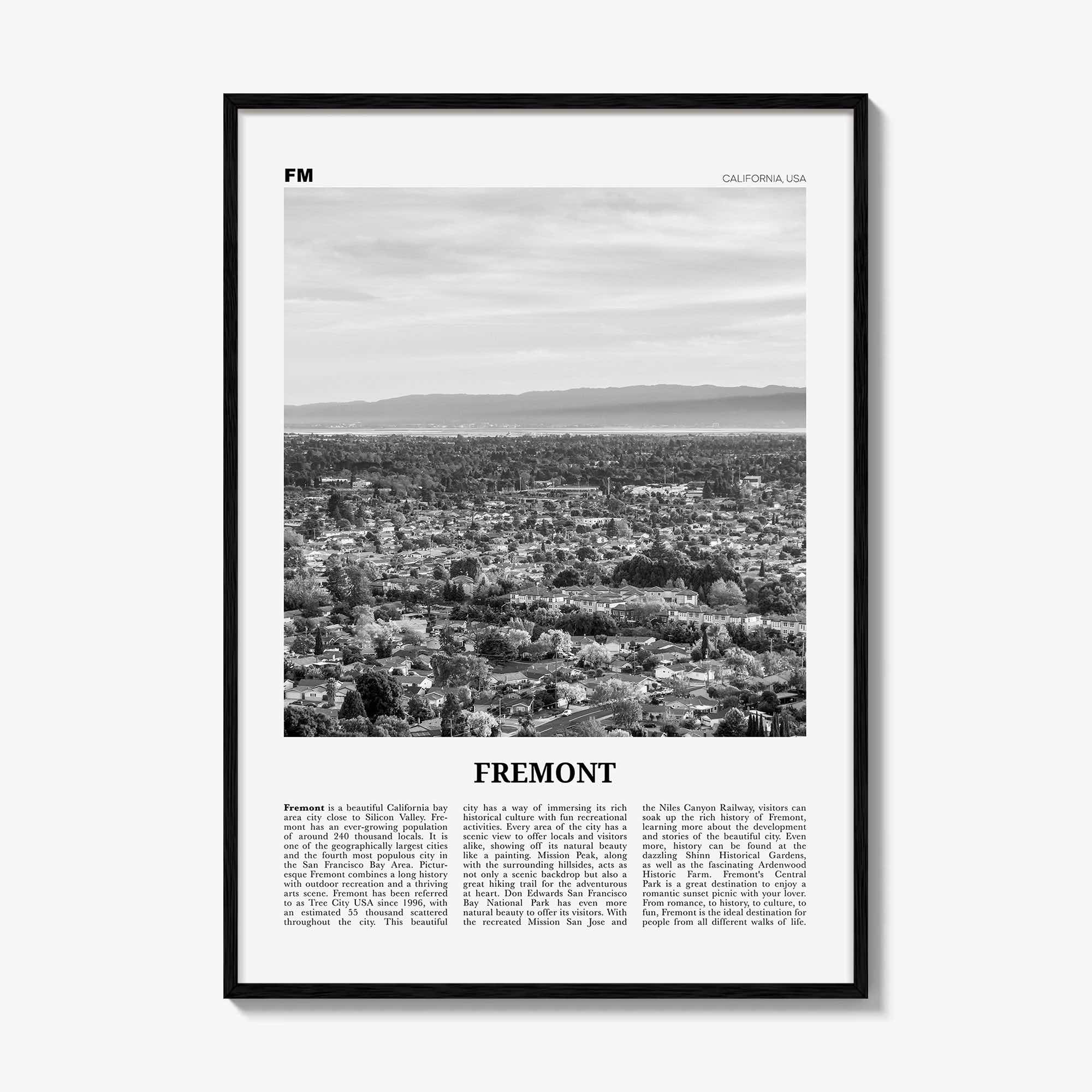 Fremont Print Black and White, Fremont Wall Art, Fremont Poster, Fremont Photo, Fremont Wall Decor, California, USA, United States