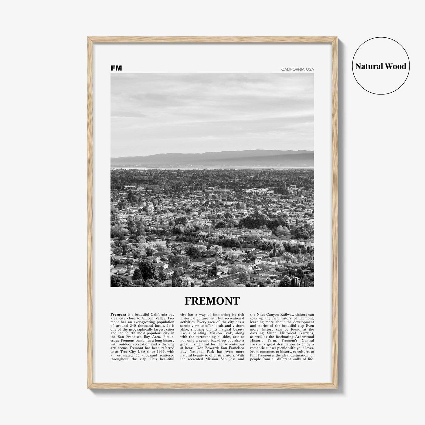 Fremont Print Black and White, Fremont Wall Art, Fremont Poster, Fremont Photo, Fremont Wall Decor, California, USA, United States