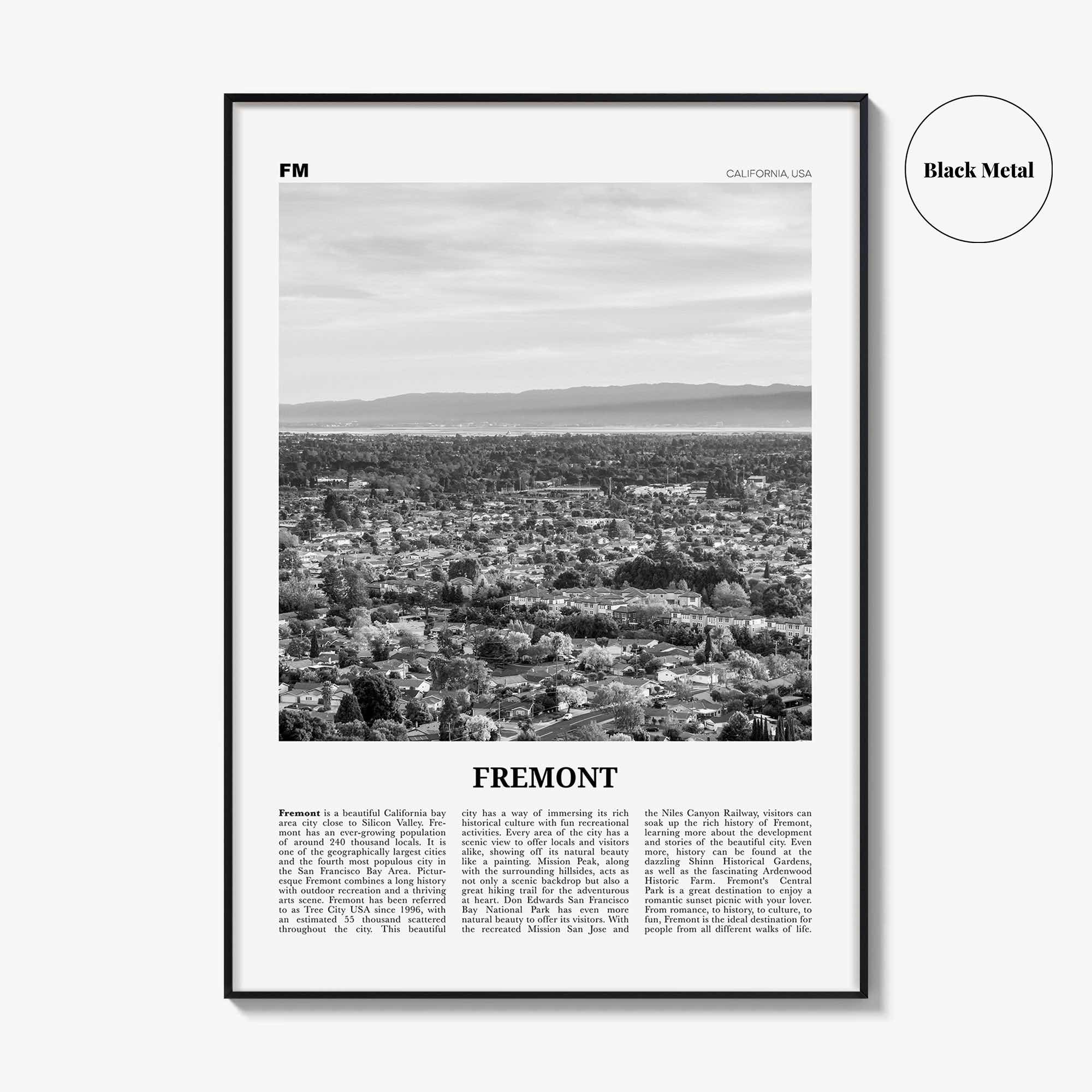 Fremont Print Black and White, Fremont Wall Art, Fremont Poster, Fremont Photo, Fremont Wall Decor, California, USA, United States