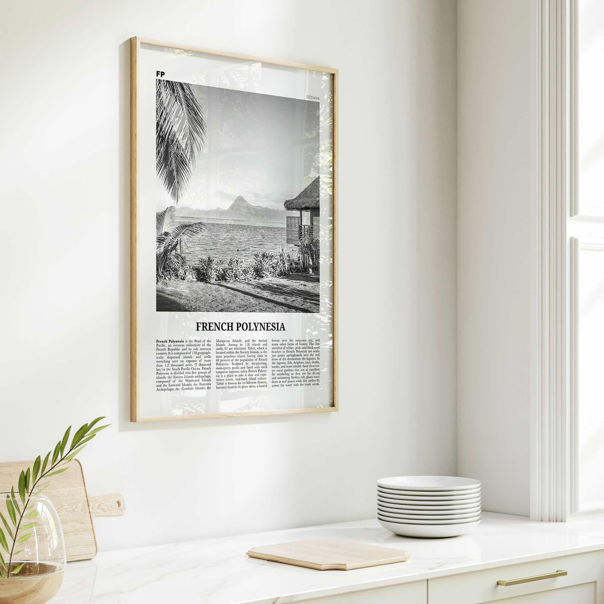French Polynesia Print Black and White, French Polynesia Wall Art, French Polynesia Poster, French Polynesia Photo, French Polynesia