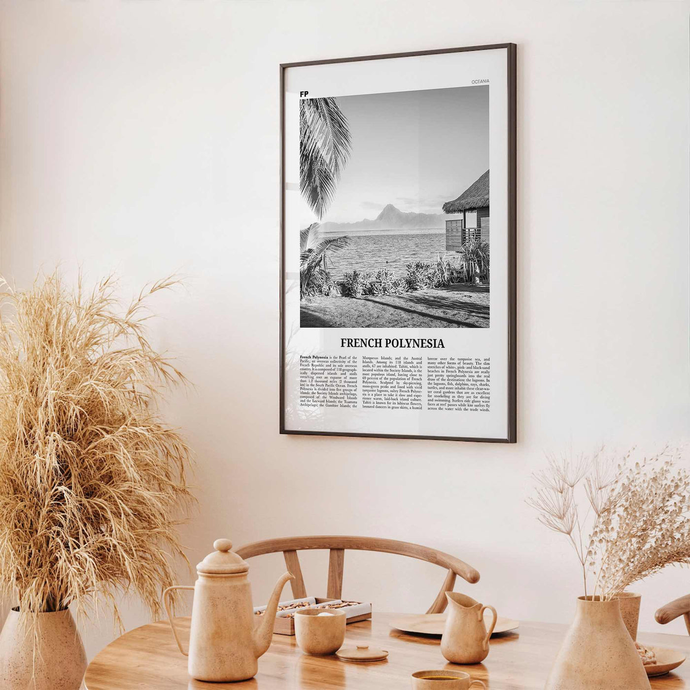 French Polynesia Print Black and White, French Polynesia Wall Art, French Polynesia Poster, French Polynesia Photo, French Polynesia