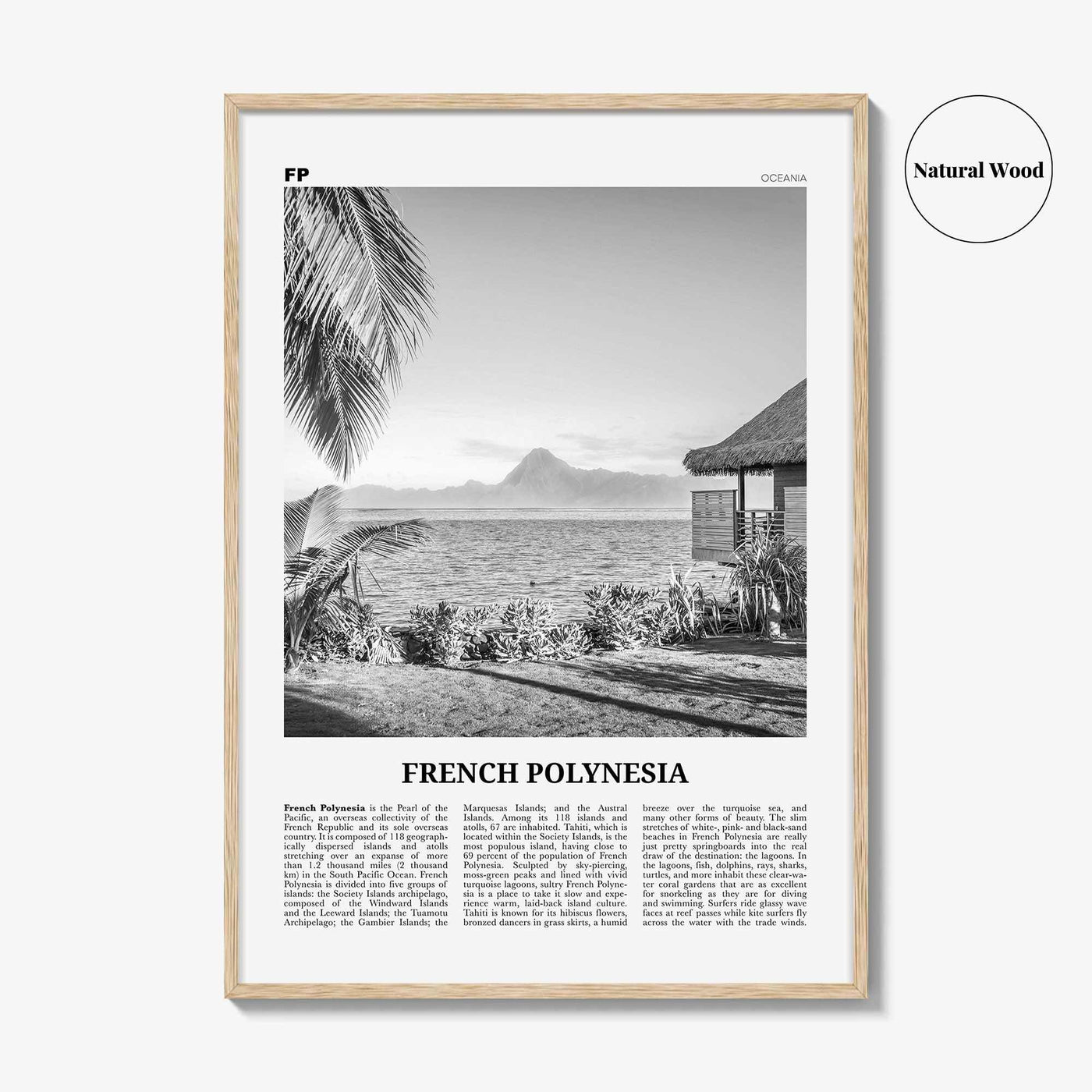 French Polynesia Print Black and White, French Polynesia Wall Art, French Polynesia Poster, French Polynesia Photo, French Polynesia