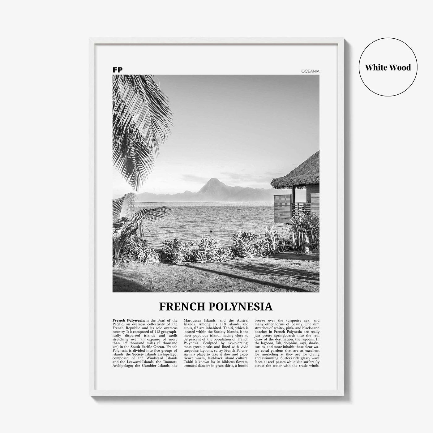 French Polynesia Print Black and White, French Polynesia Wall Art, French Polynesia Poster, French Polynesia Photo, French Polynesia