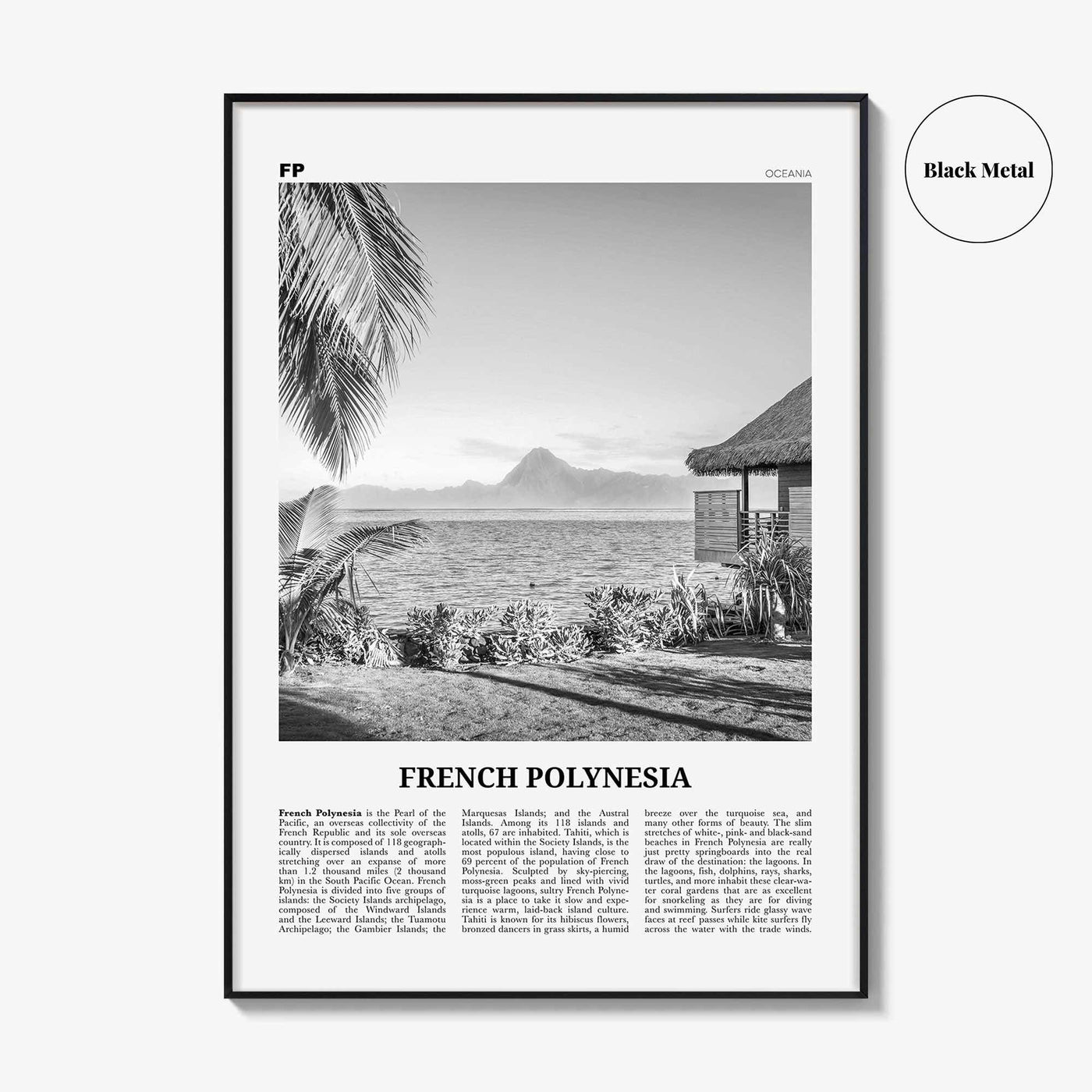 French Polynesia Print Black and White, French Polynesia Wall Art, French Polynesia Poster, French Polynesia Photo, French Polynesia