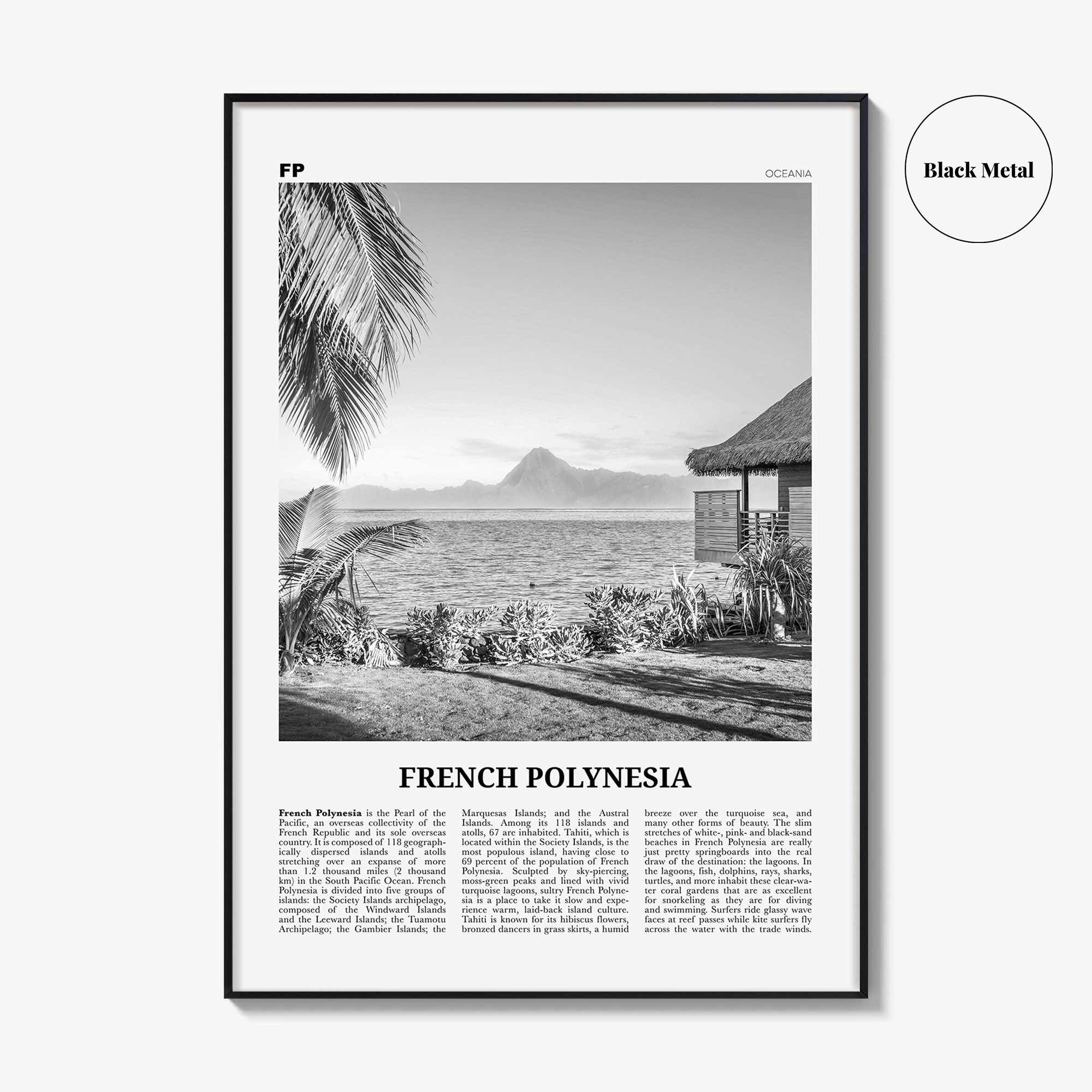 French Polynesia Print Black and White, French Polynesia Wall Art, French Polynesia Poster, French Polynesia Photo, French Polynesia