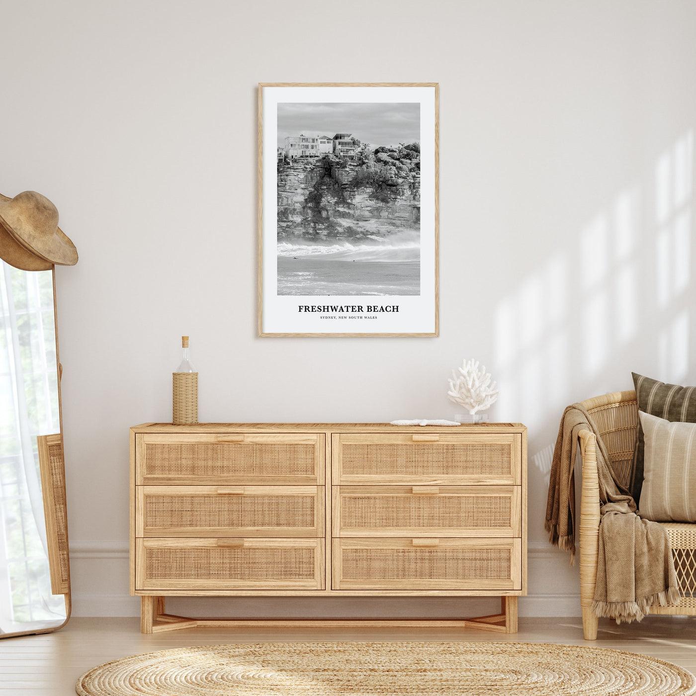 Freshwater Beach Portrait B&W Poster
