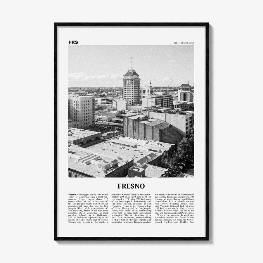 Fresno Print Black and White, Fresno Wall Art, Fresno Poster, Fresno Photo, Fresno Wall Decor, California, USA, United States, North America