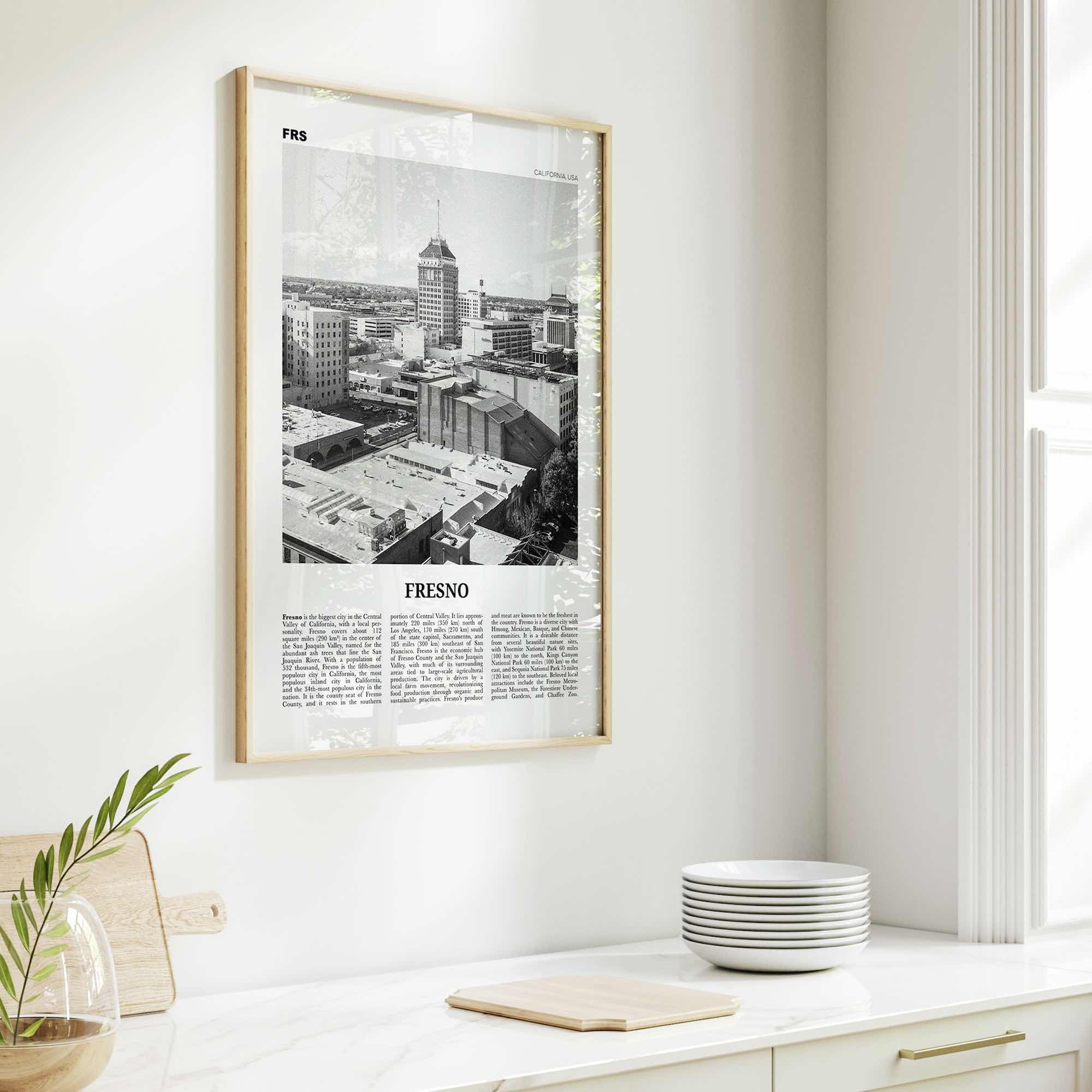 Fresno Print Black and White, Fresno Wall Art, Fresno Poster, Fresno Photo, Fresno Wall Decor, California, USA, United States, North America