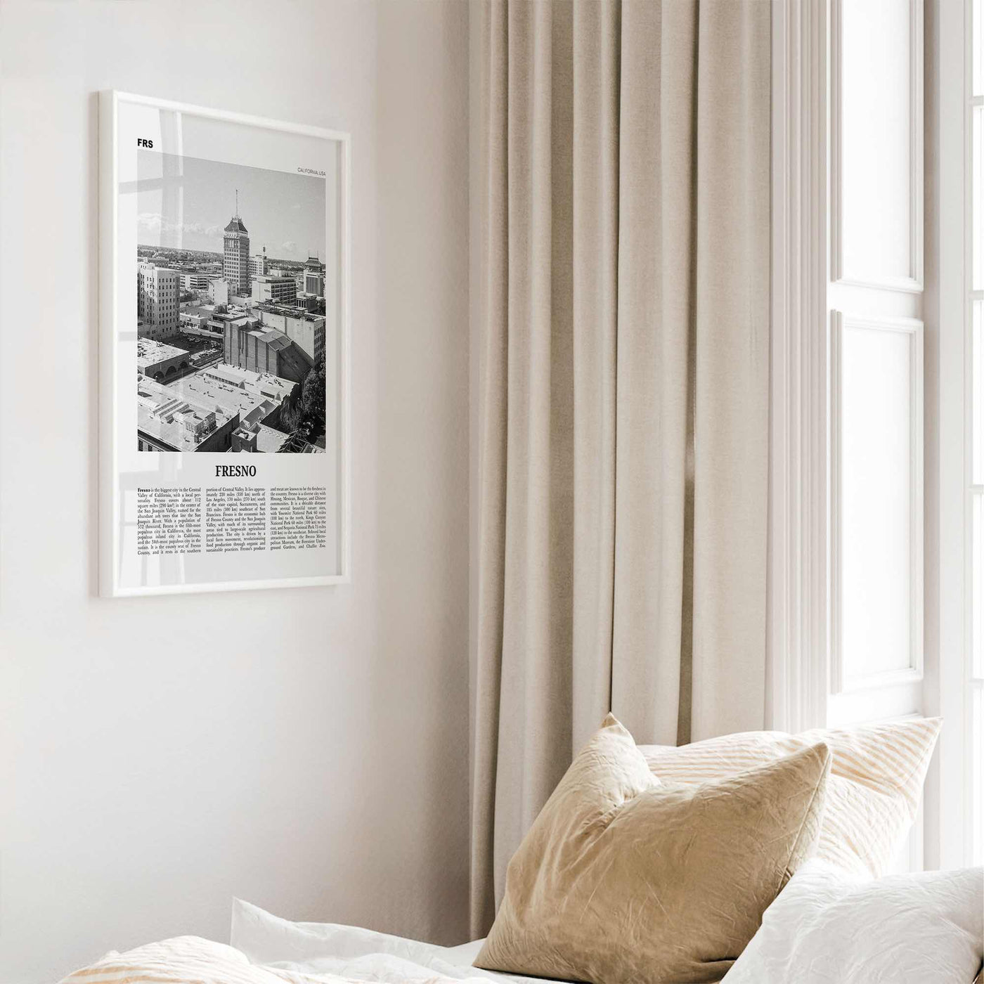 Fresno Print Black and White, Fresno Wall Art, Fresno Poster, Fresno Photo, Fresno Wall Decor, California, USA, United States, North America