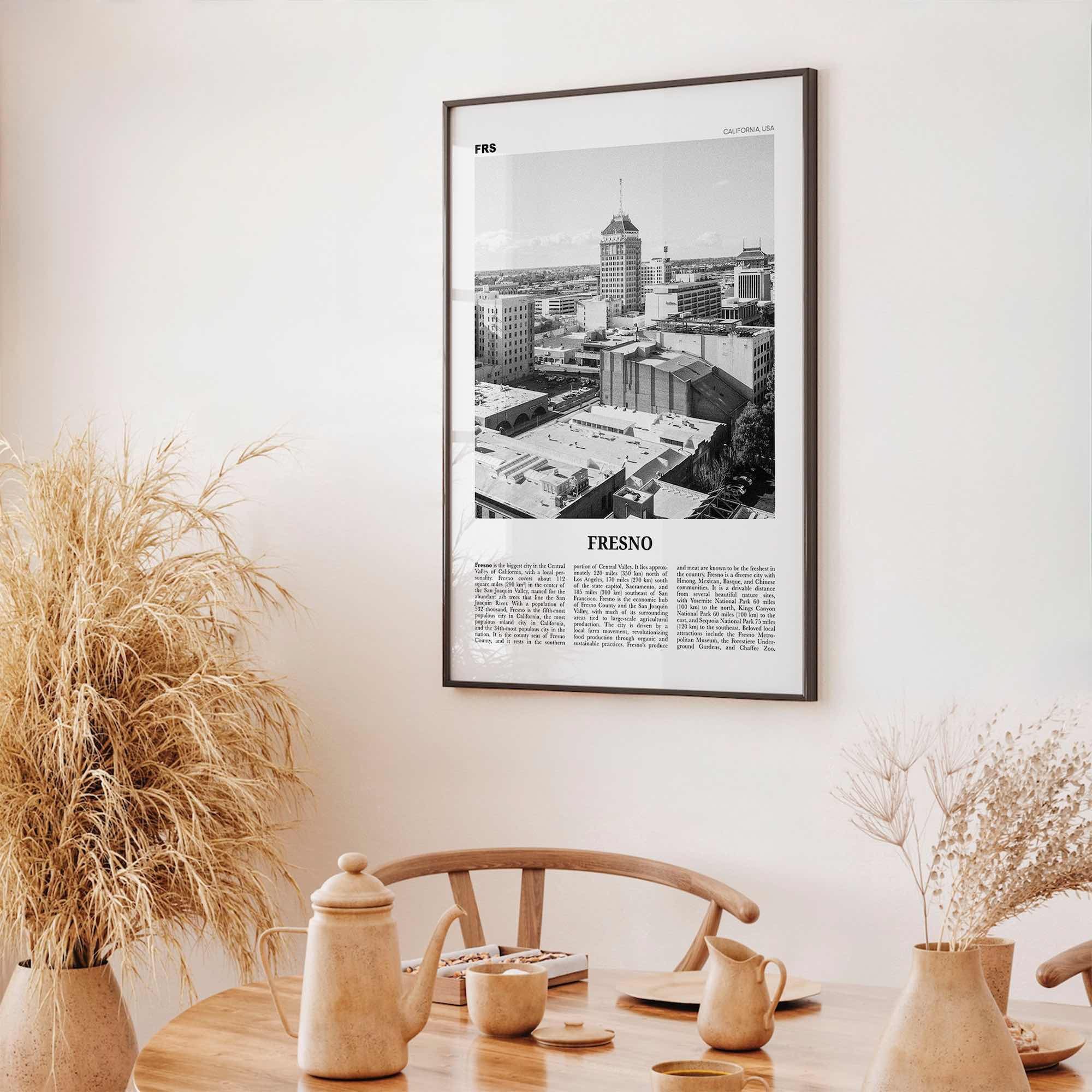 Fresno Print Black and White, Fresno Wall Art, Fresno Poster, Fresno Photo, Fresno Wall Decor, California, USA, United States, North America