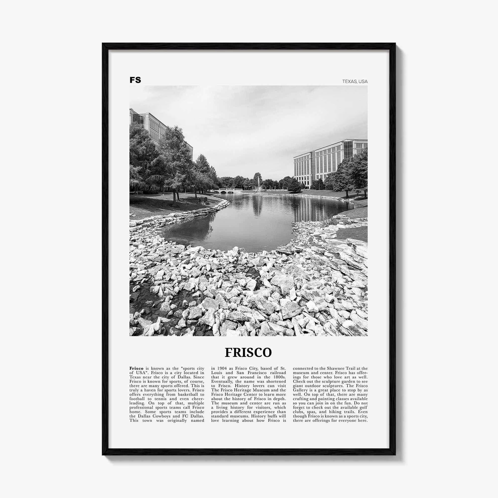 Frisco Print Black and White, Frisco Wall Art, Frisco Poster, Frisco Photo, Frisco Wall Décor, Texas, USA, United States