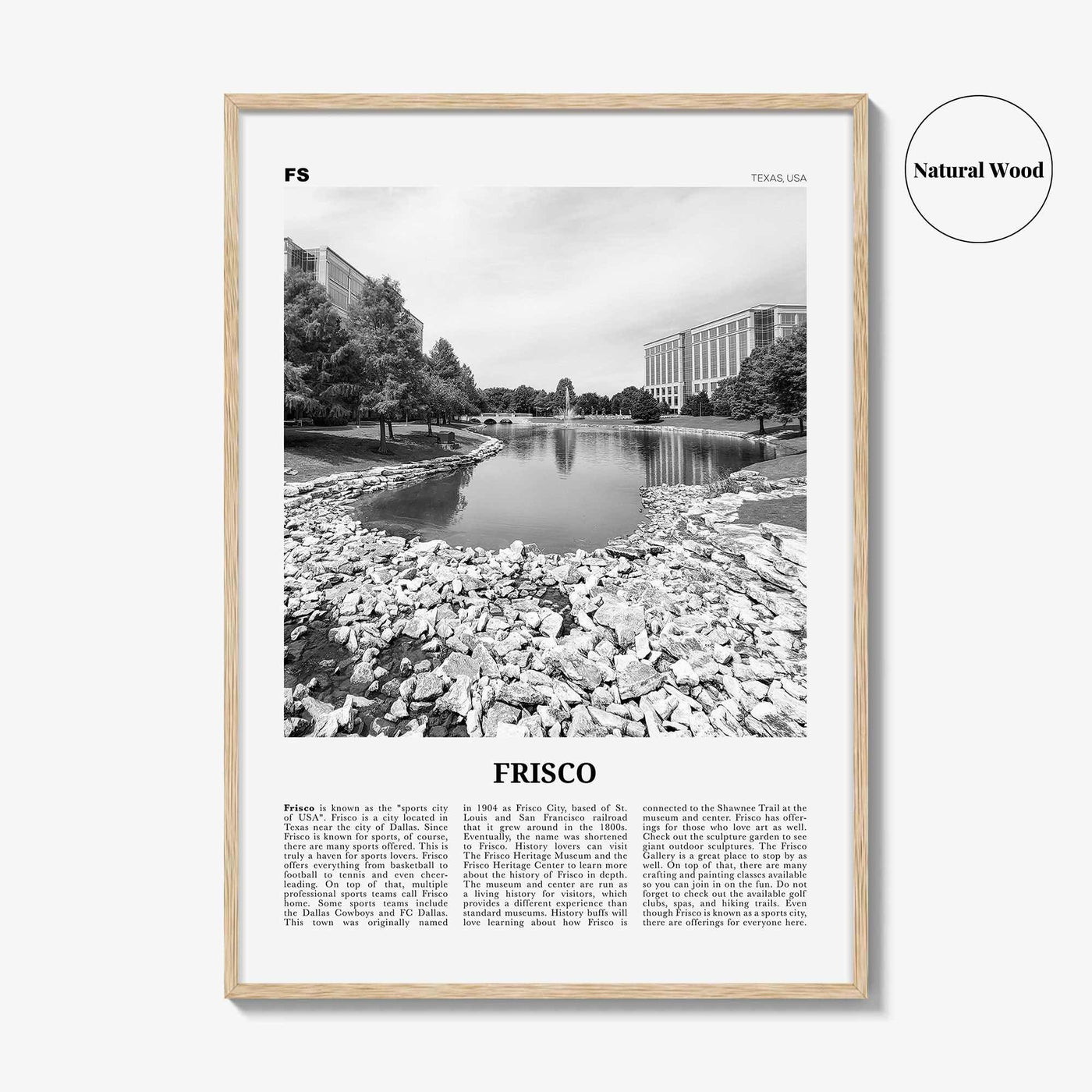 Frisco Print Black and White, Frisco Wall Art, Frisco Poster, Frisco Photo, Frisco Wall Décor, Texas, USA, United States