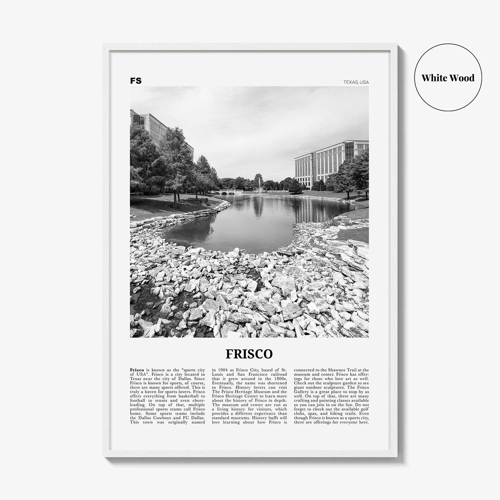 Frisco Print Black and White, Frisco Wall Art, Frisco Poster, Frisco Photo, Frisco Wall Décor, Texas, USA, United States