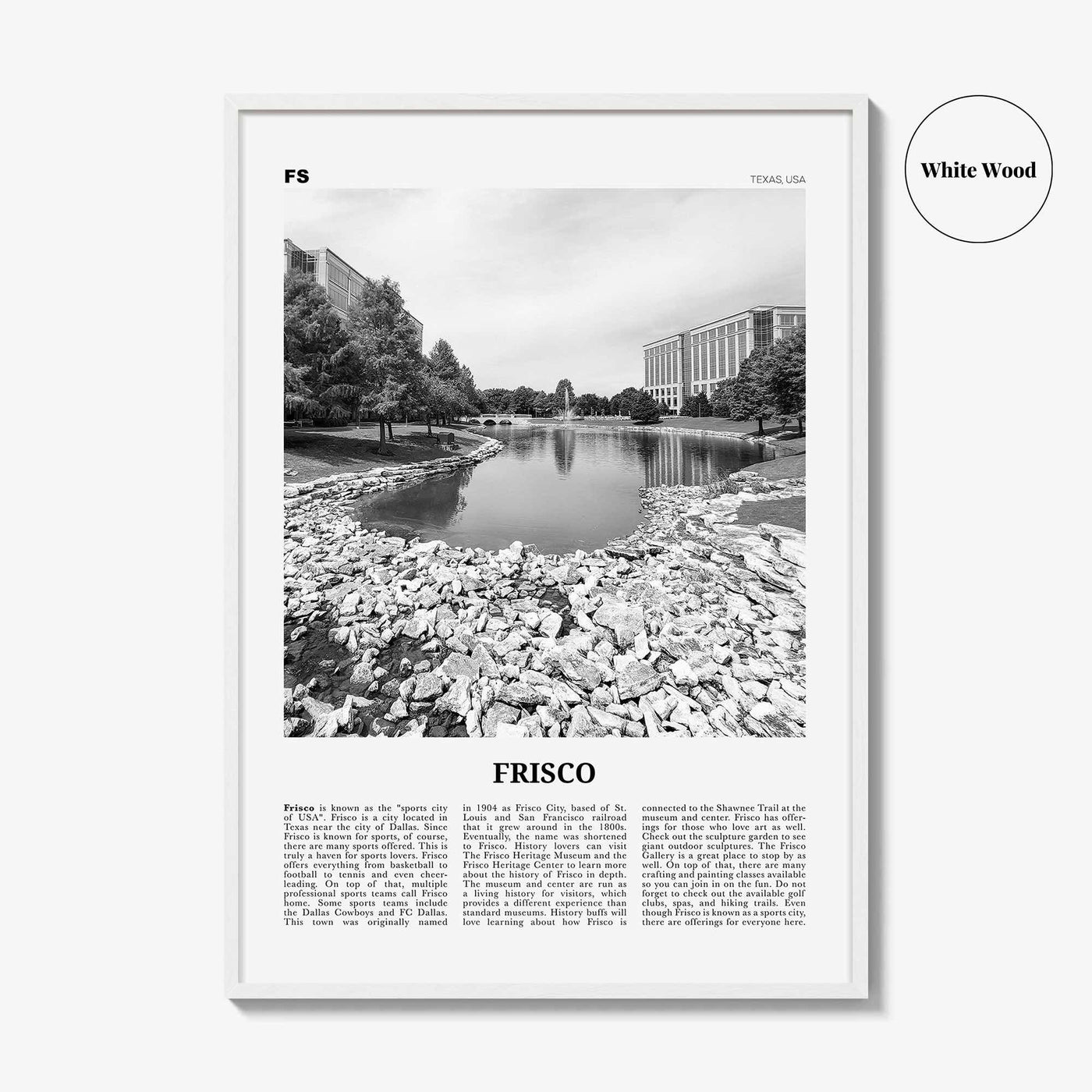 Frisco Print Black and White, Frisco Wall Art, Frisco Poster, Frisco Photo, Frisco Wall Décor, Texas, USA, United States