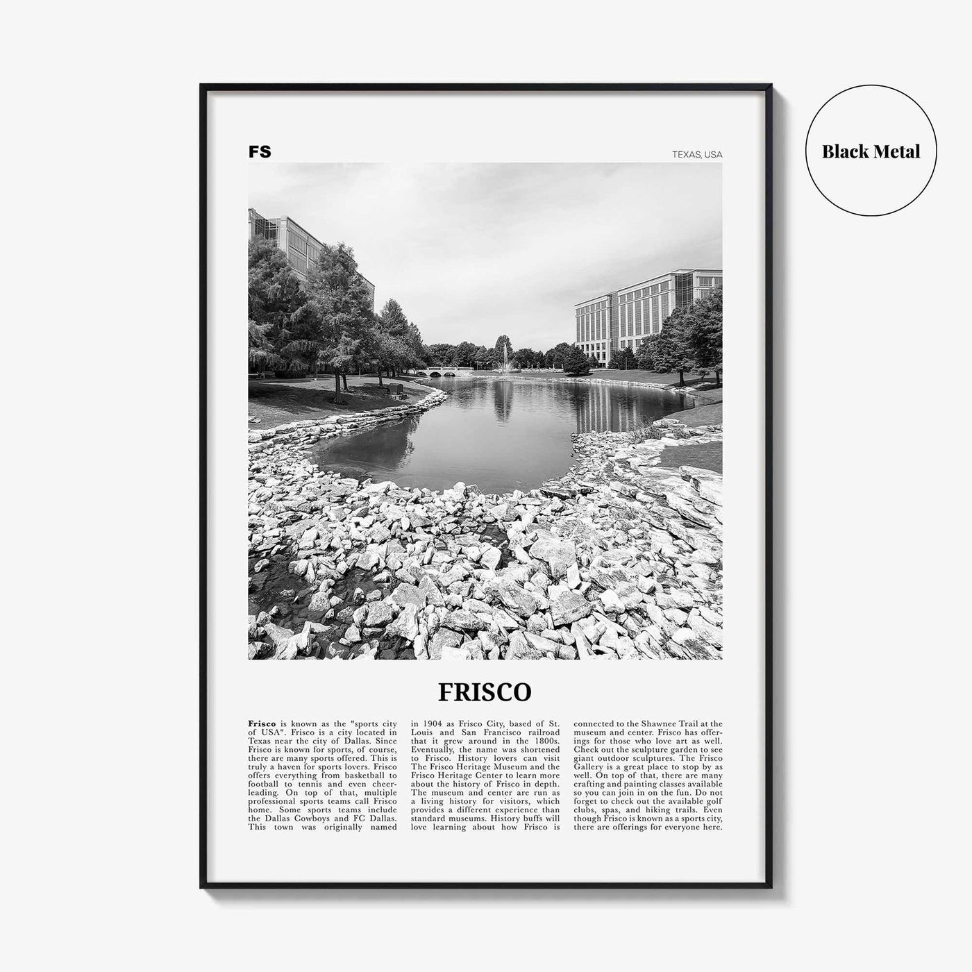 Frisco Print Black and White, Frisco Wall Art, Frisco Poster, Frisco Photo, Frisco Wall Décor, Texas, USA, United States