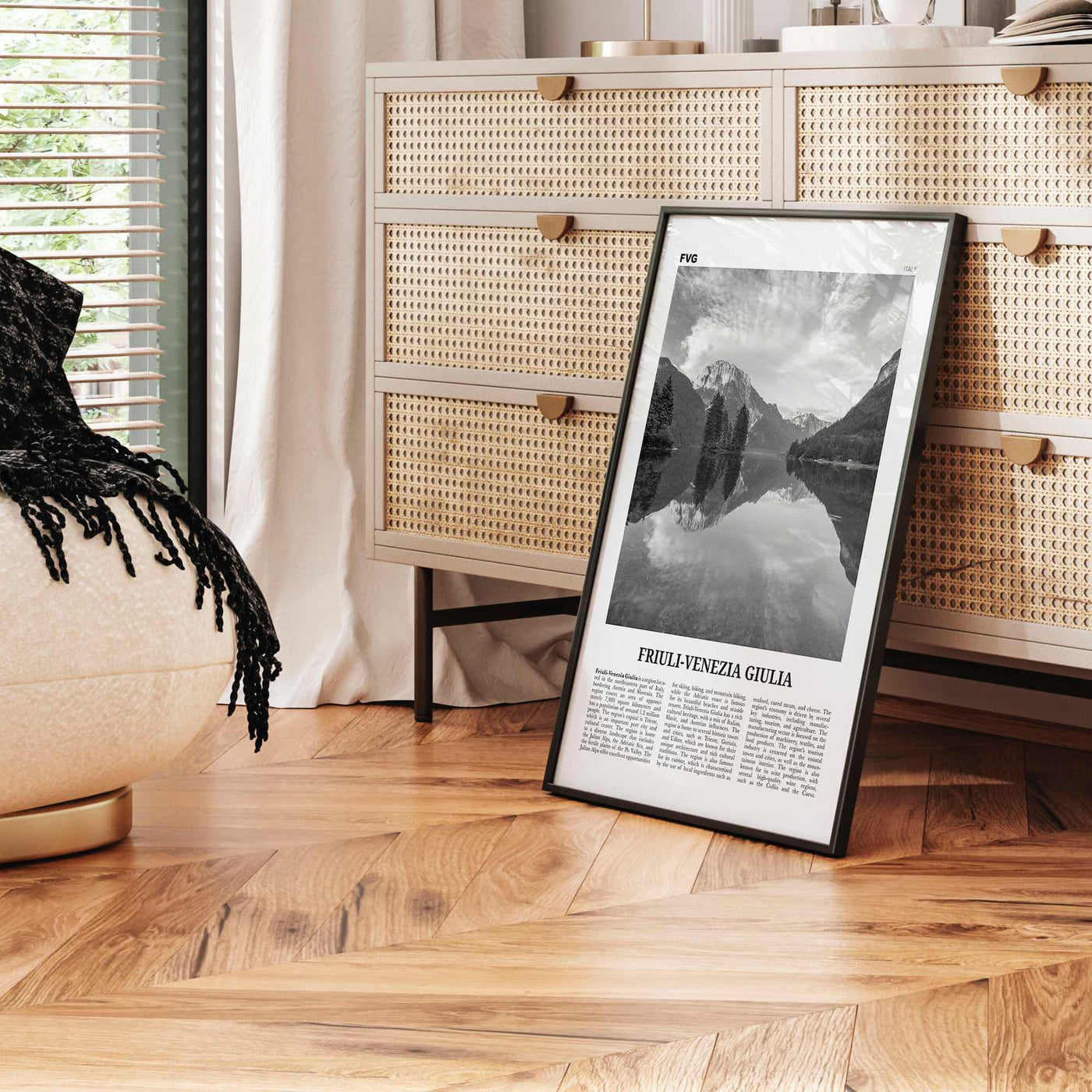 Friuli Venezia Giulia Print Black and White, Friuli-Venezia Giulia Wall Art, Friuli-Venezia Giulia Poster, Photo, Wall Décor, Map