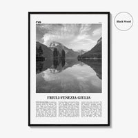 Friuli Venezia Giulia Print Black and White, Friuli-Venezia Giulia Wall Art, Friuli-Venezia Giulia Poster, Photo, Wall Décor, Map