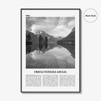 Friuli Venezia Giulia Print Black and White, Friuli-Venezia Giulia Wall Art, Friuli-Venezia Giulia Poster, Photo, Wall Décor, Map