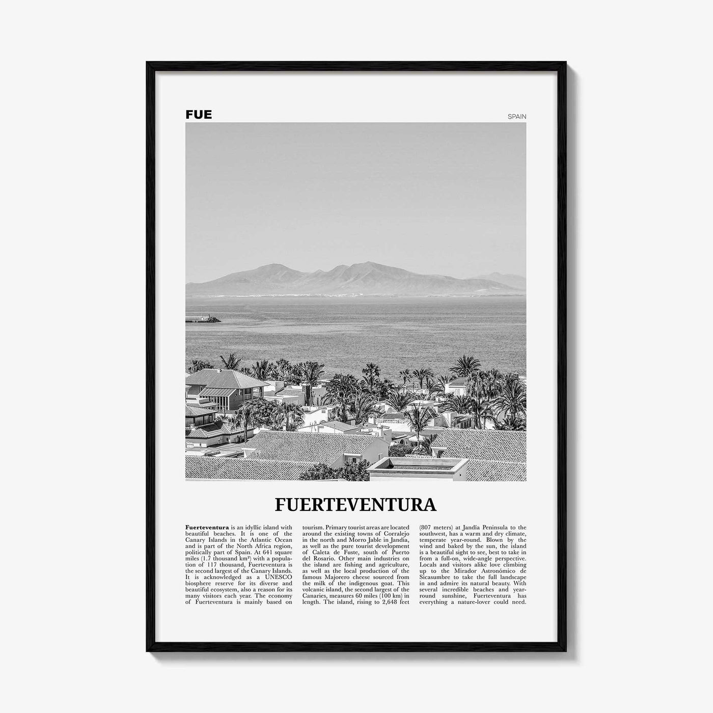 Fuerteventura Print Black and White, Fuerteventura Wall Art, Fuerteventura Poster, Fuerteventura Photo, Spain, España, Europe