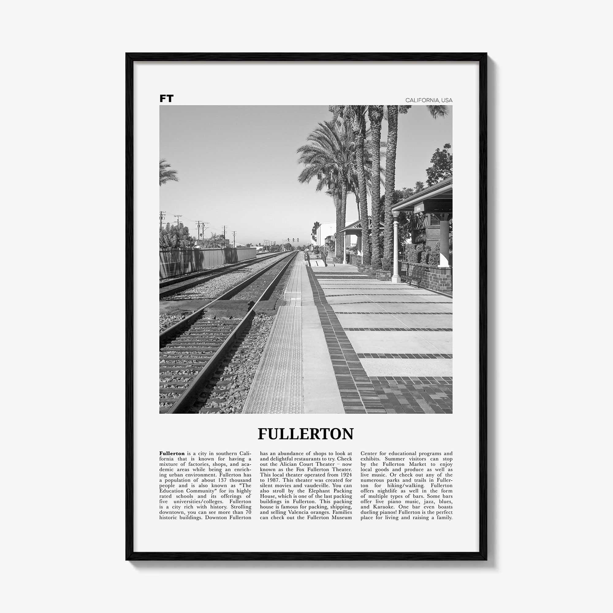 Fullerton Print Black and White, Fullerton Wall Art, Fullerton Poster, Fullerton Photo, Fullerton Wall Décor, California, USA, United States