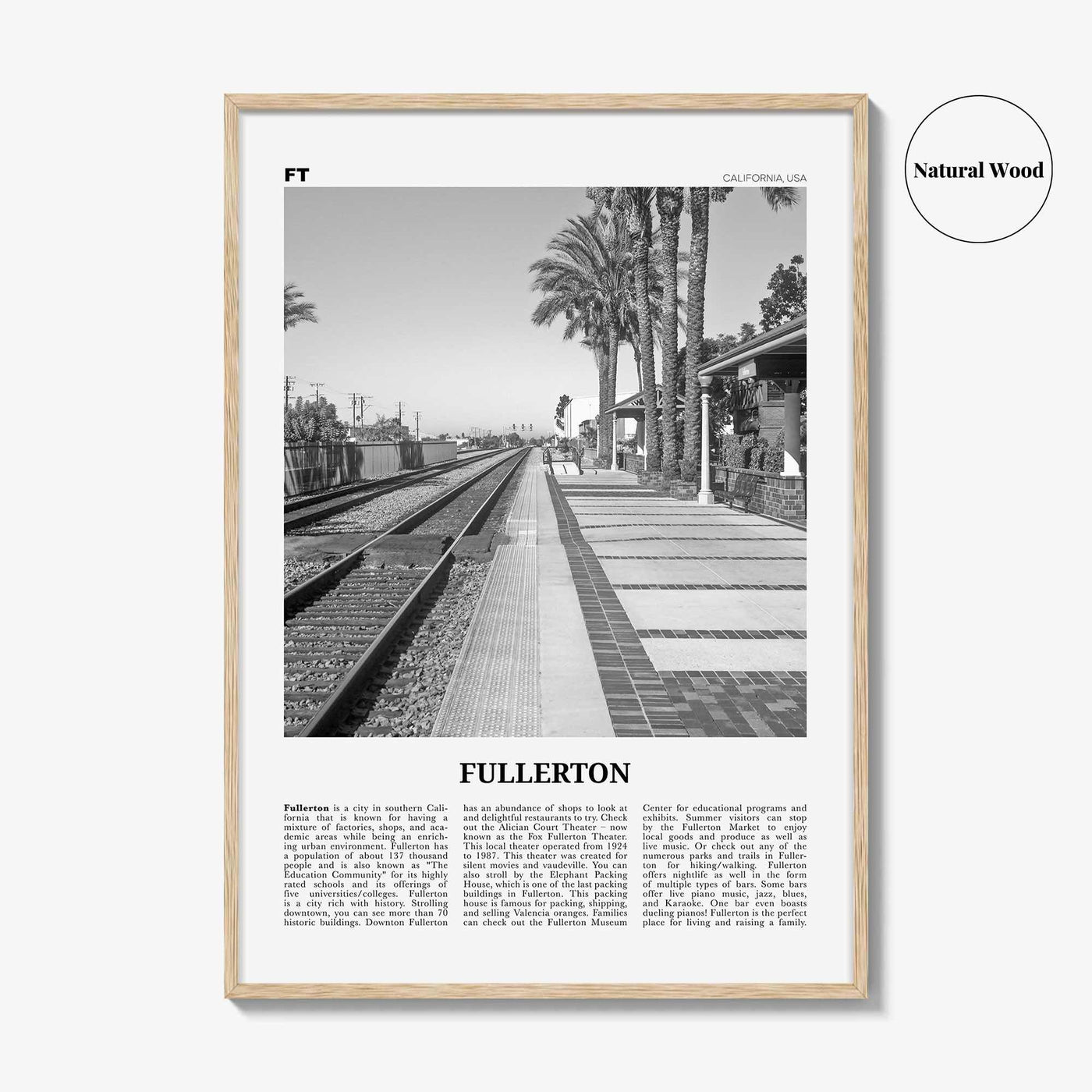 Fullerton Print Black and White, Fullerton Wall Art, Fullerton Poster, Fullerton Photo, Fullerton Wall Décor, California, USA, United States