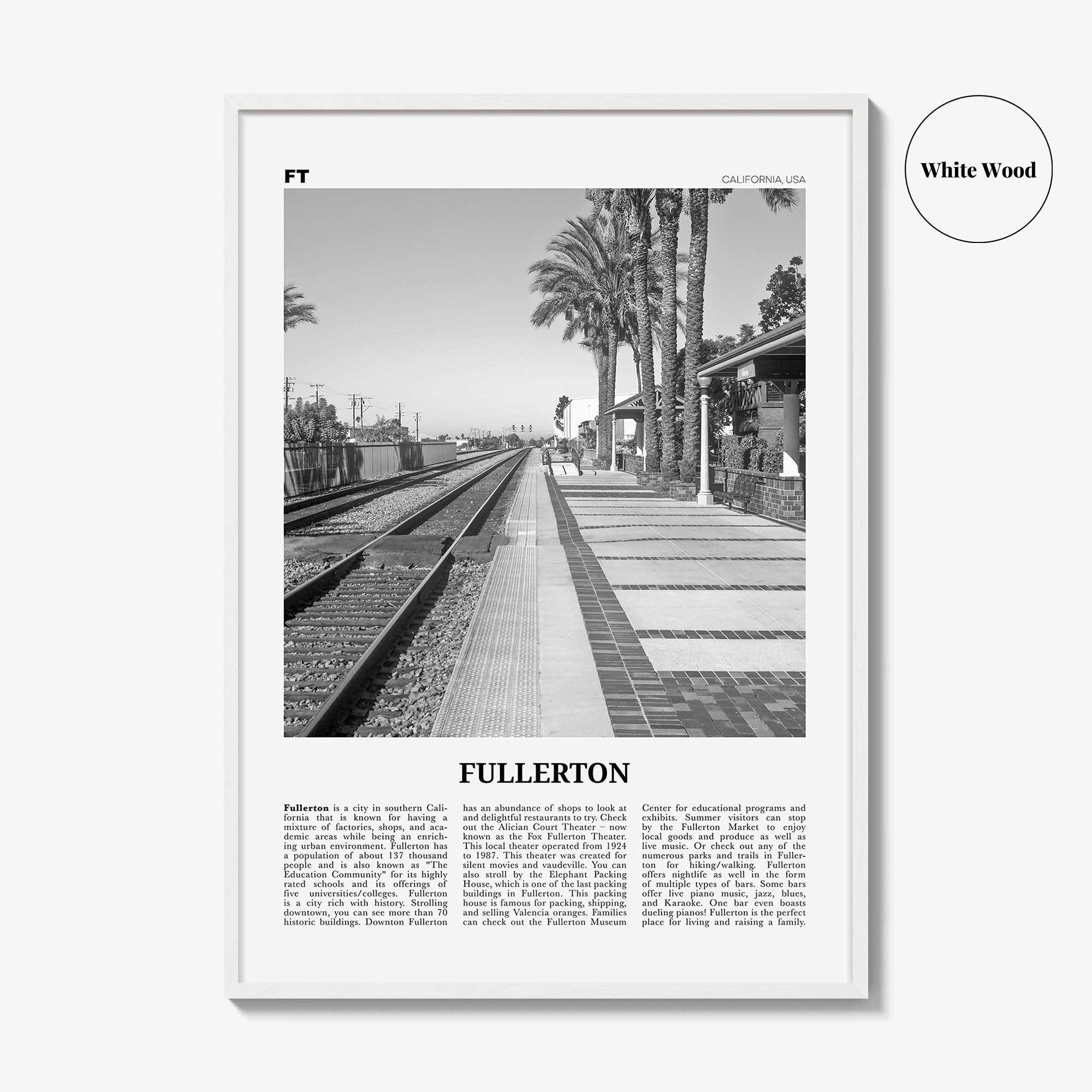 Fullerton Print Black and White, Fullerton Wall Art, Fullerton Poster, Fullerton Photo, Fullerton Wall Décor, California, USA, United States