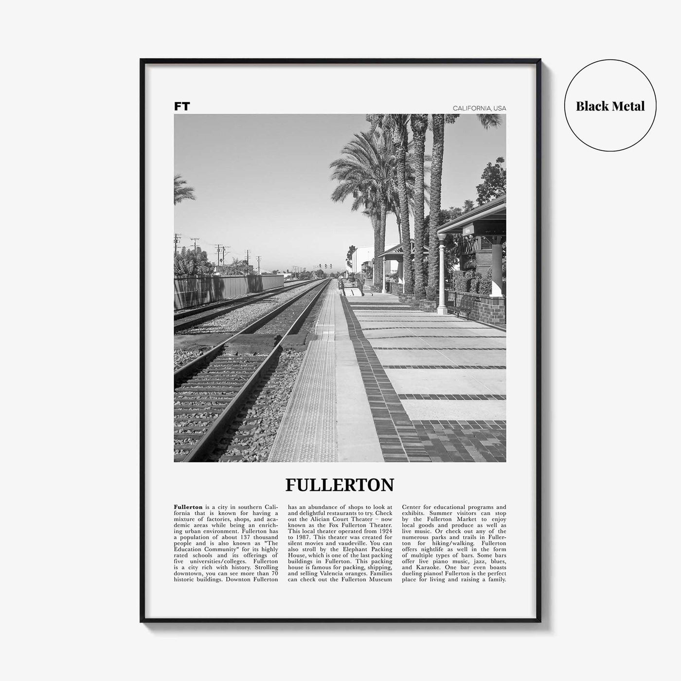 Fullerton Print Black and White, Fullerton Wall Art, Fullerton Poster, Fullerton Photo, Fullerton Wall Décor, California, USA, United States