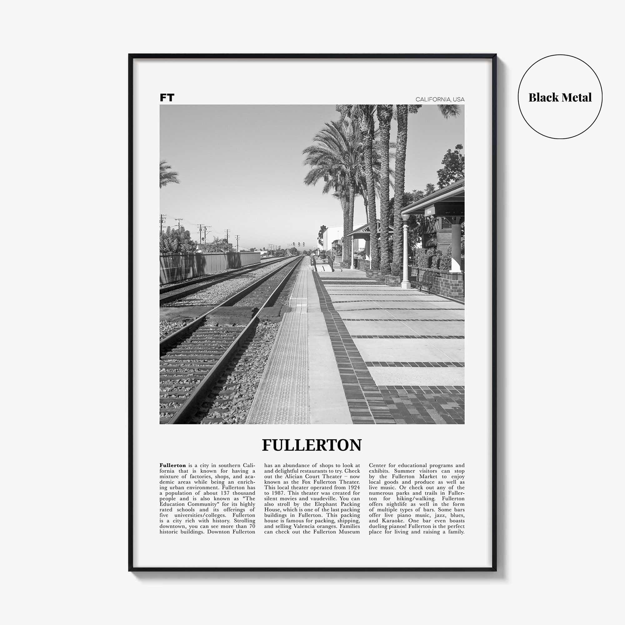 Fullerton Print Black and White, Fullerton Wall Art, Fullerton Poster, Fullerton Photo, Fullerton Wall Décor, California, USA, United States
