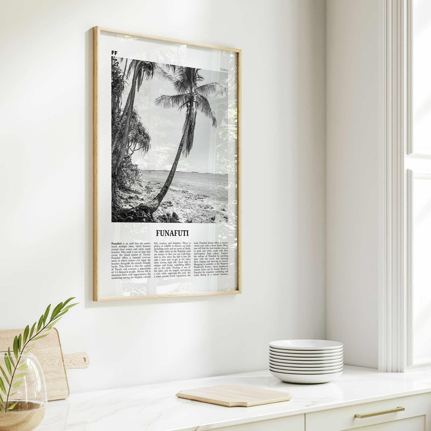 Funafuti Print Black and White, Funafuti Wall Art, Funafuti Poster, Funafuti Photo, Funafuti Wall Décor, Funafuti Map, Tuvalu