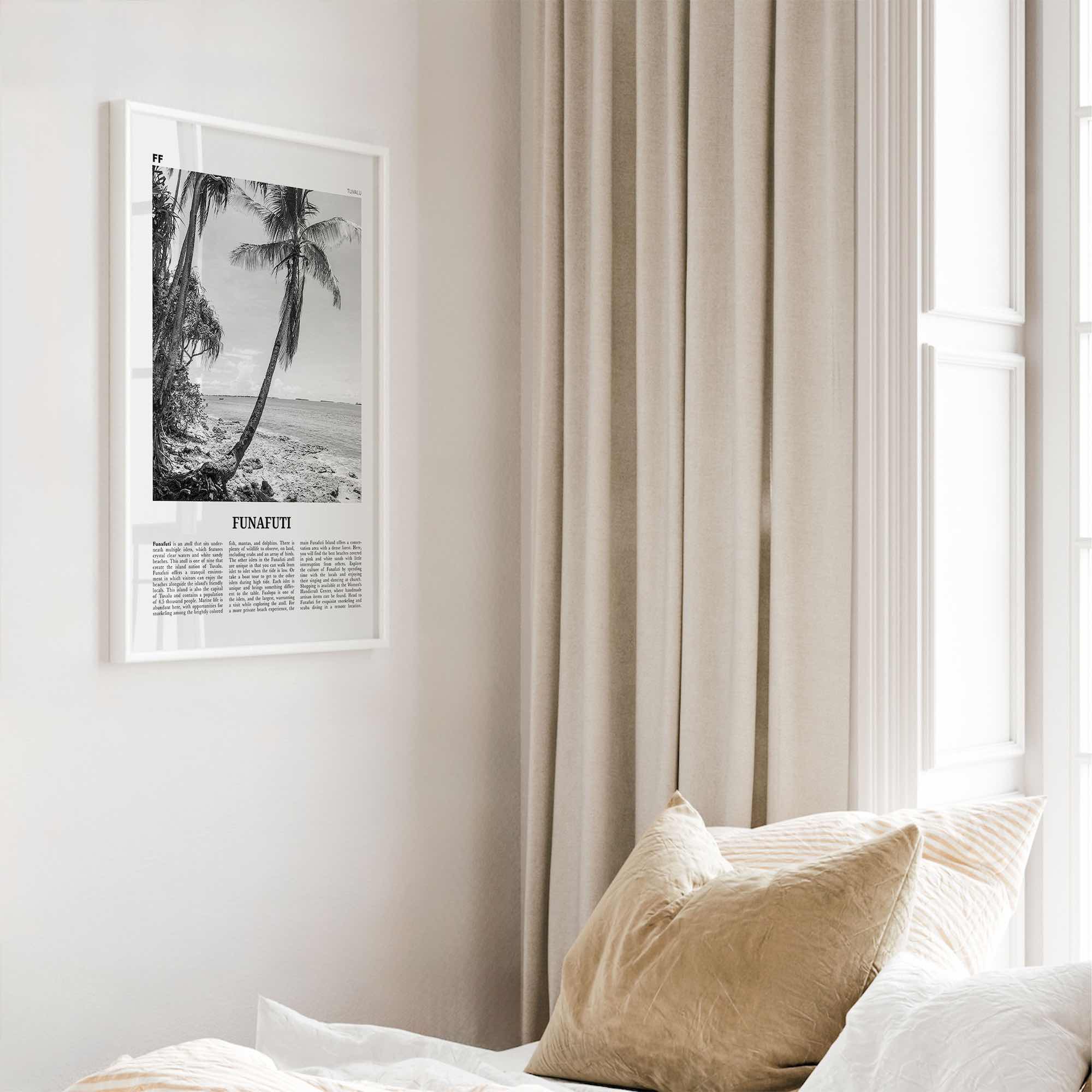 Funafuti Print Black and White, Funafuti Wall Art, Funafuti Poster, Funafuti Photo, Funafuti Wall Décor, Funafuti Map, Tuvalu