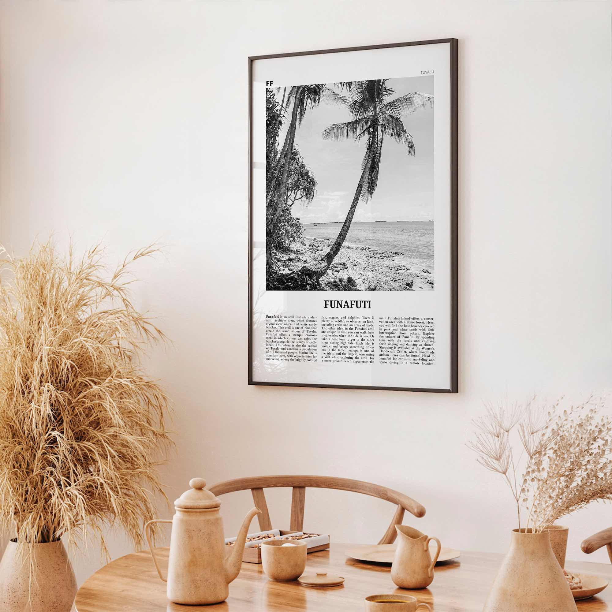 Funafuti Print Black and White, Funafuti Wall Art, Funafuti Poster, Funafuti Photo, Funafuti Wall Décor, Funafuti Map, Tuvalu