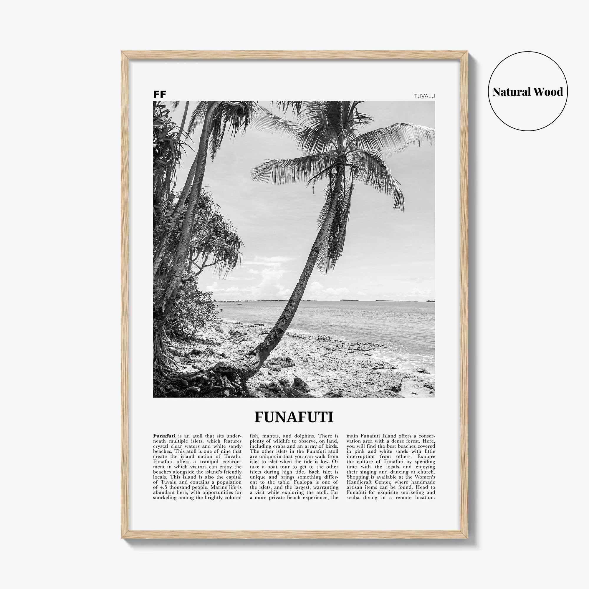 Funafuti Print Black and White, Funafuti Wall Art, Funafuti Poster, Funafuti Photo, Funafuti Wall Décor, Funafuti Map, Tuvalu