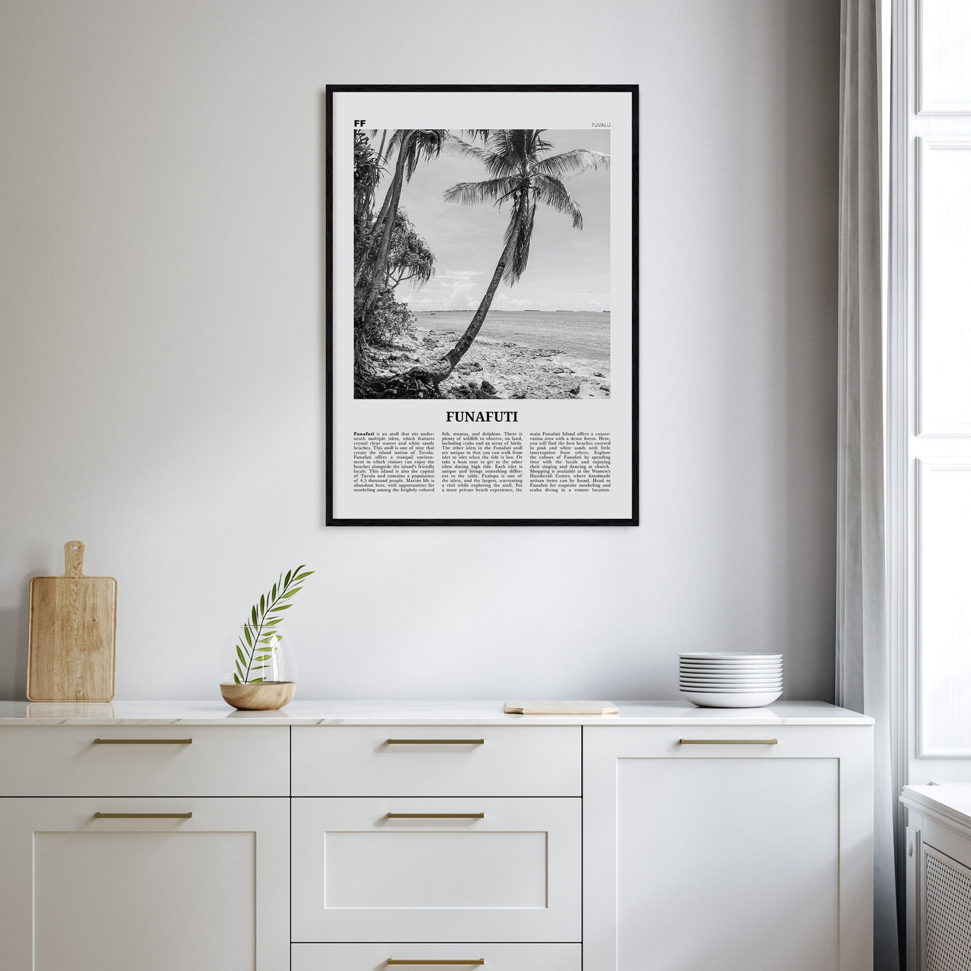 Funafuti Travel B&W Poster