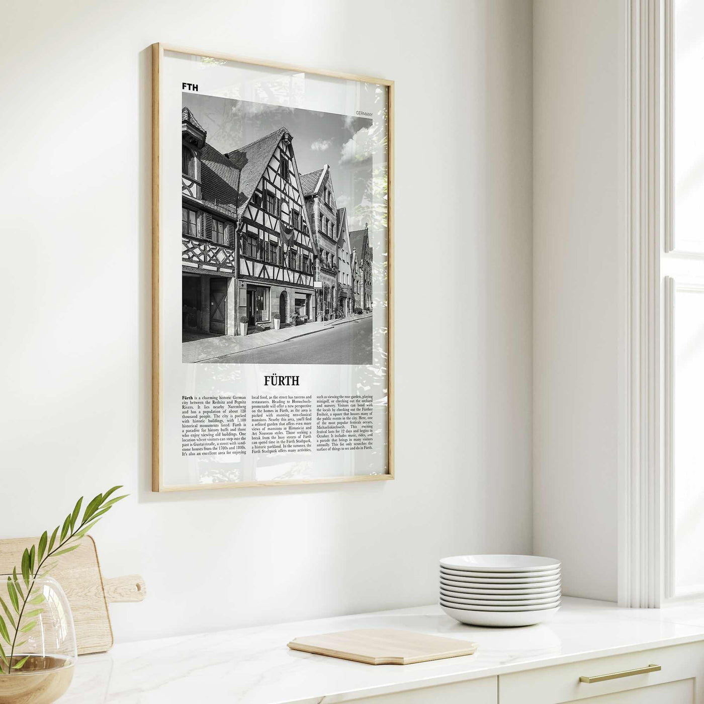 Furth Print Black and White, Fürth Wall Art, Fürth Poster, Fürth Photo, Fürth Wall Décor, Fürth Map, Germany