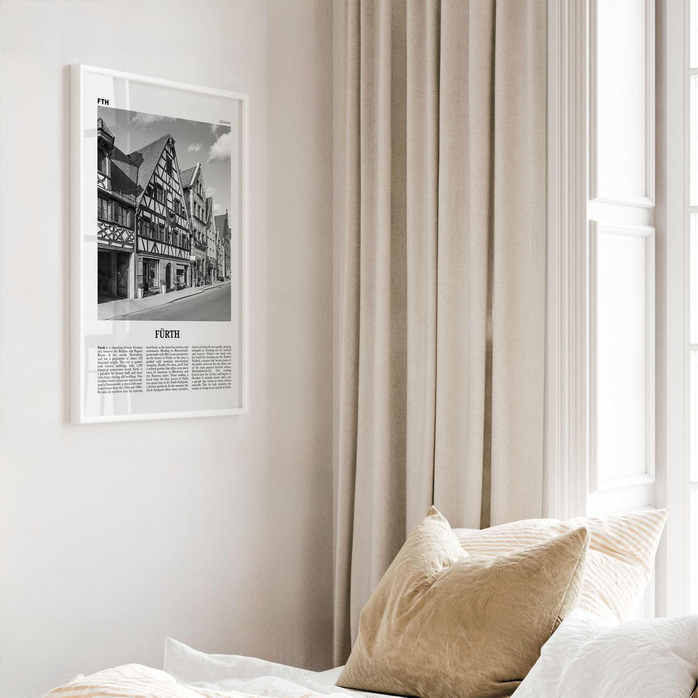 Furth Print Black and White, Fürth Wall Art, Fürth Poster, Fürth Photo, Fürth Wall Décor, Fürth Map, Germany