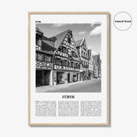Furth Print Black and White, Fürth Wall Art, Fürth Poster, Fürth Photo, Fürth Wall Décor, Fürth Map, Germany