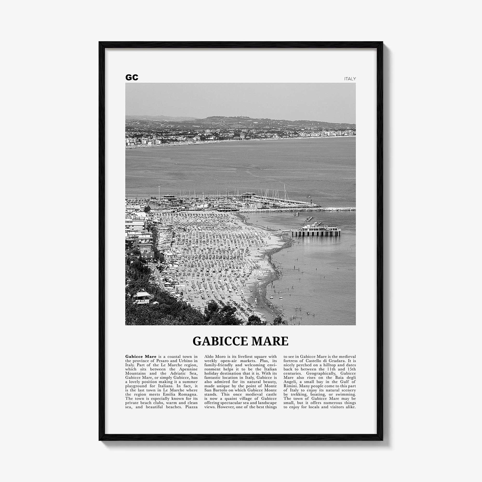 Gabicce Mare Print Black and White, Gabicce Mare Wall Art, Gabicce Mare Poster, Gabicce Mare Photo, Gabicce Mare Décor, Gabicce Mare Map