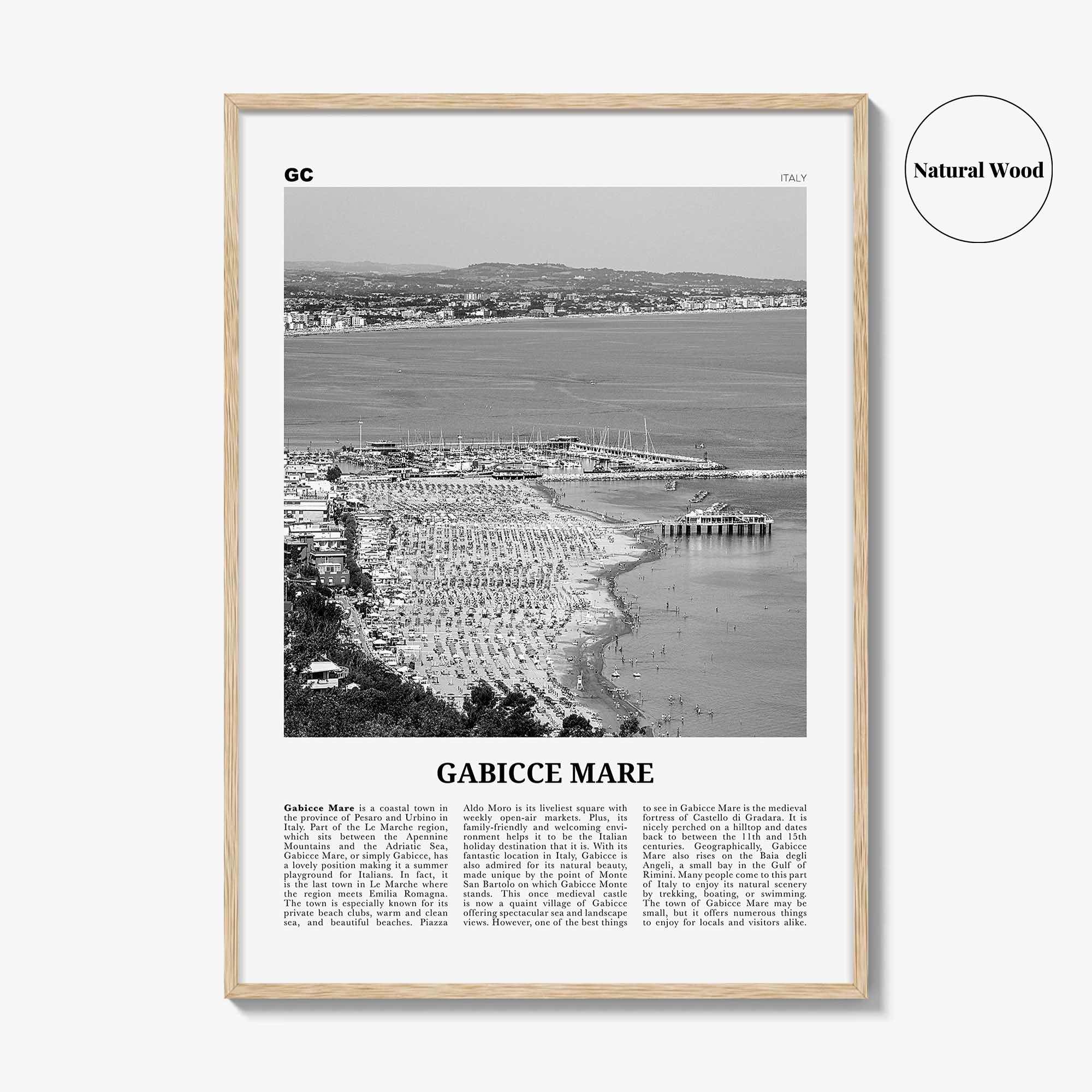 Gabicce Mare Print Black and White, Gabicce Mare Wall Art, Gabicce Mare Poster, Gabicce Mare Photo, Gabicce Mare Décor, Gabicce Mare Map