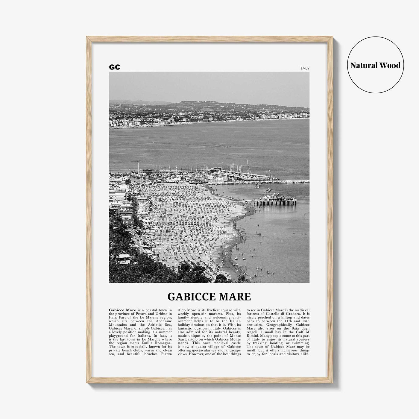 Gabicce Mare Print Black and White, Gabicce Mare Wall Art, Gabicce Mare Poster, Gabicce Mare Photo, Gabicce Mare Décor, Gabicce Mare Map
