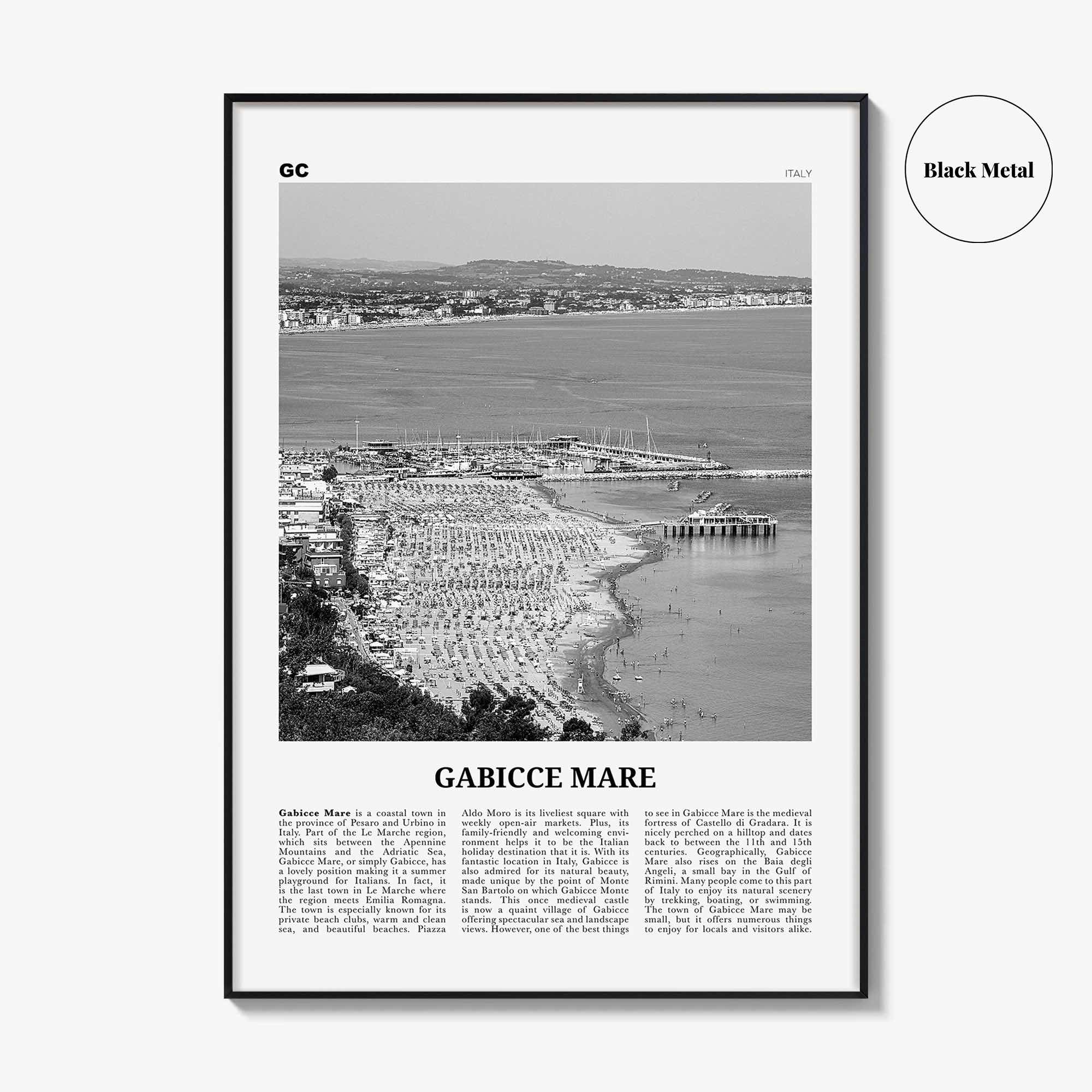 Gabicce Mare Print Black and White, Gabicce Mare Wall Art, Gabicce Mare Poster, Gabicce Mare Photo, Gabicce Mare Décor, Gabicce Mare Map