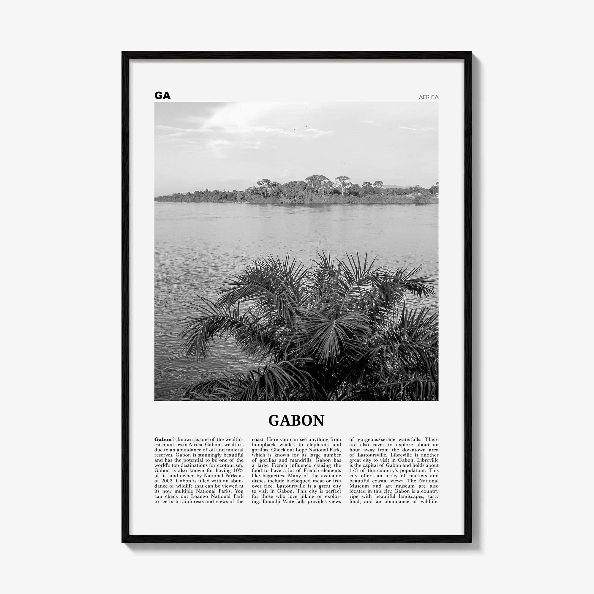 Gabon Print Black and White, Gabon Wall Art, Gabon Poster, Gabon Photo, Gabon Wall Decor, Country Art Print, Africa, Libreville